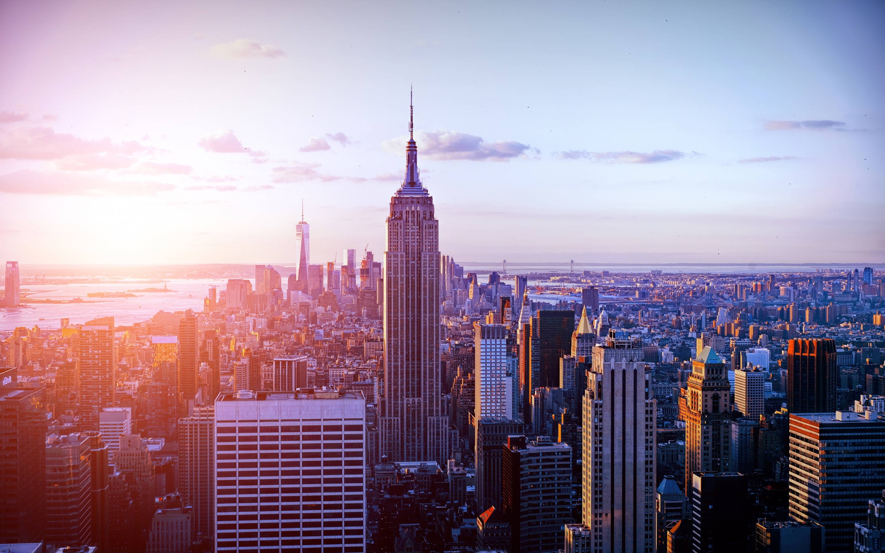 Download wallpaper New York, Empire State Building, morning