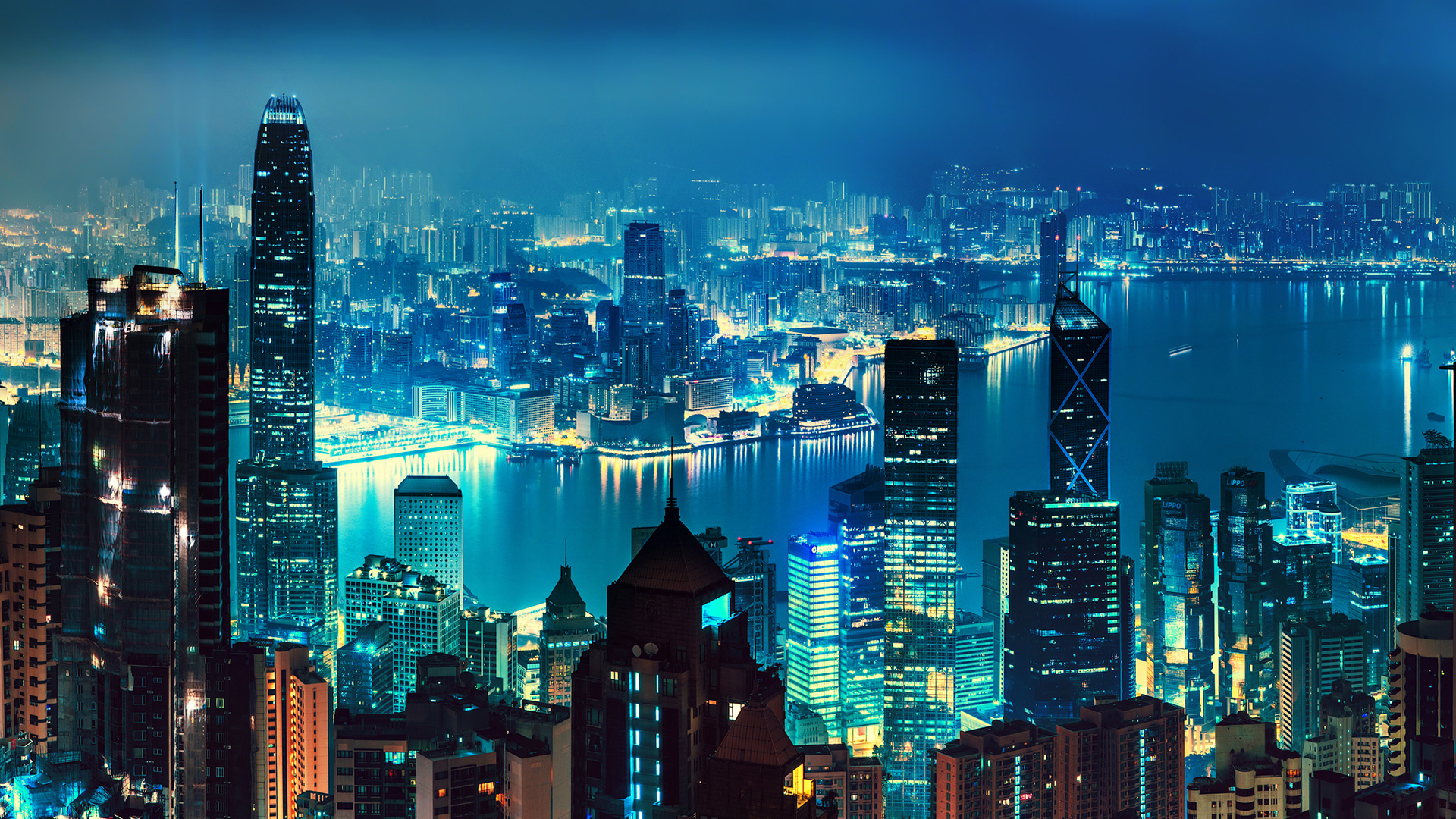 Wallpaper Hong Kong, Nightscape, Cityscape, Skyline, HD, World