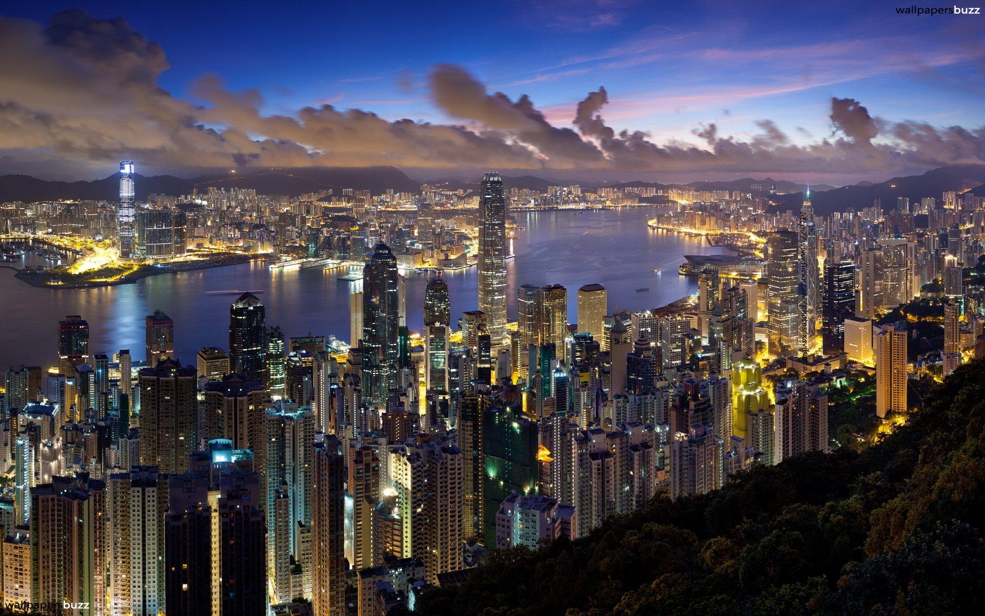 Hong Kong at night HD Wallpaper