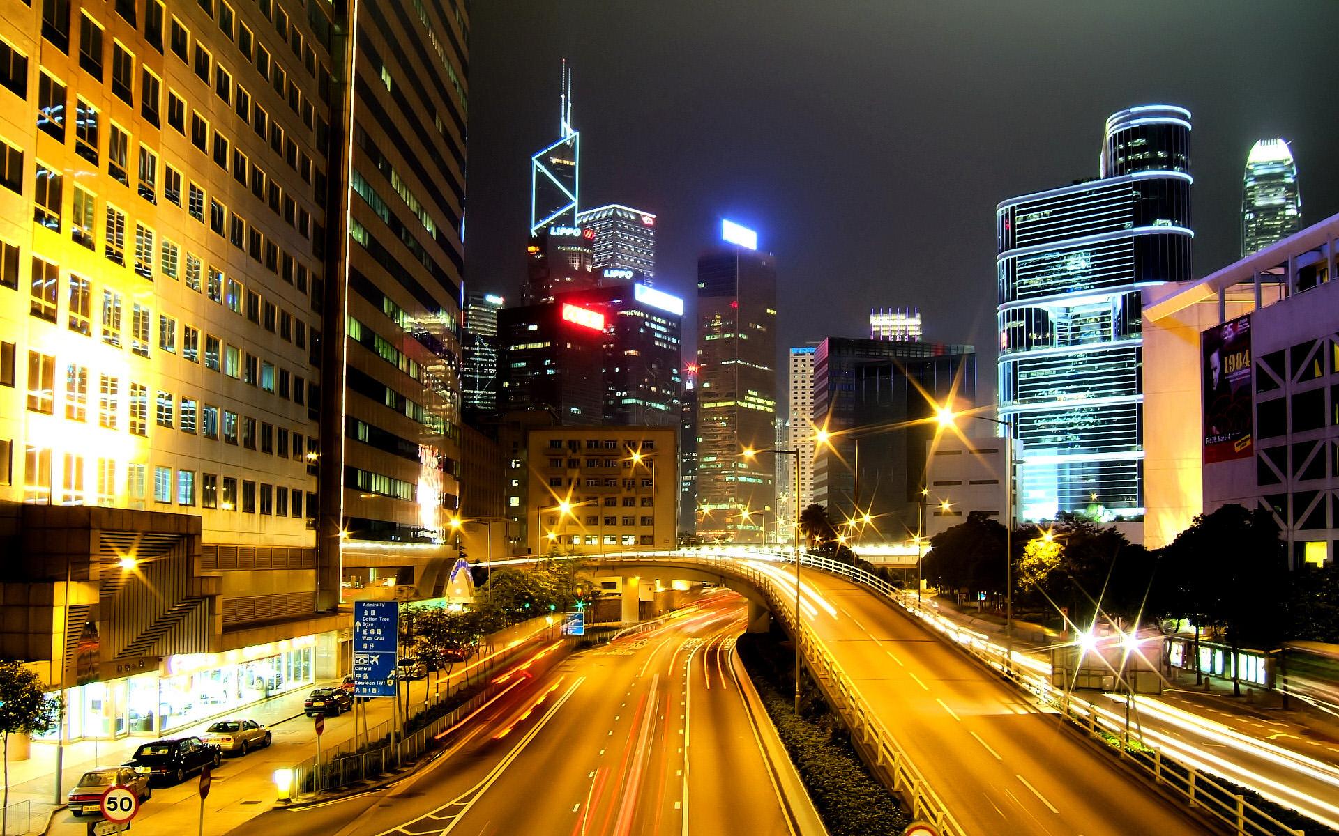 Hong Kong City Nights HD Wallpaper