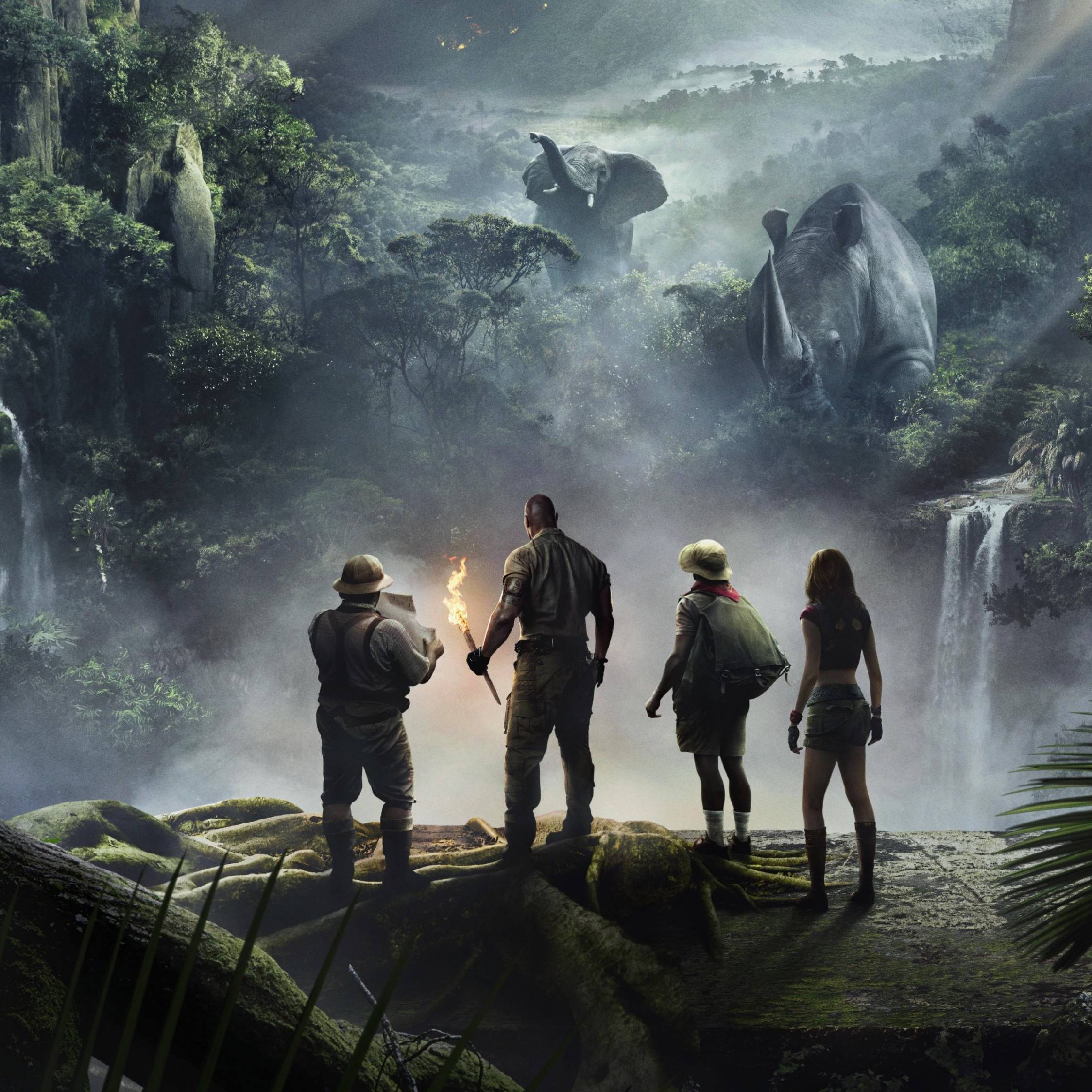 Download 2248x2248 wallpaper cast, jumanji: welcome to the jungle