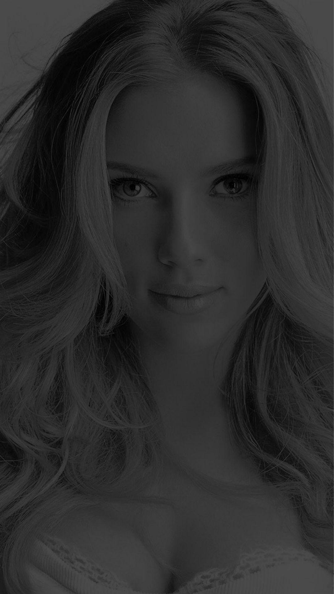Scarlett Johansson Smile Dark Celebrity #iPhone #wallpaper