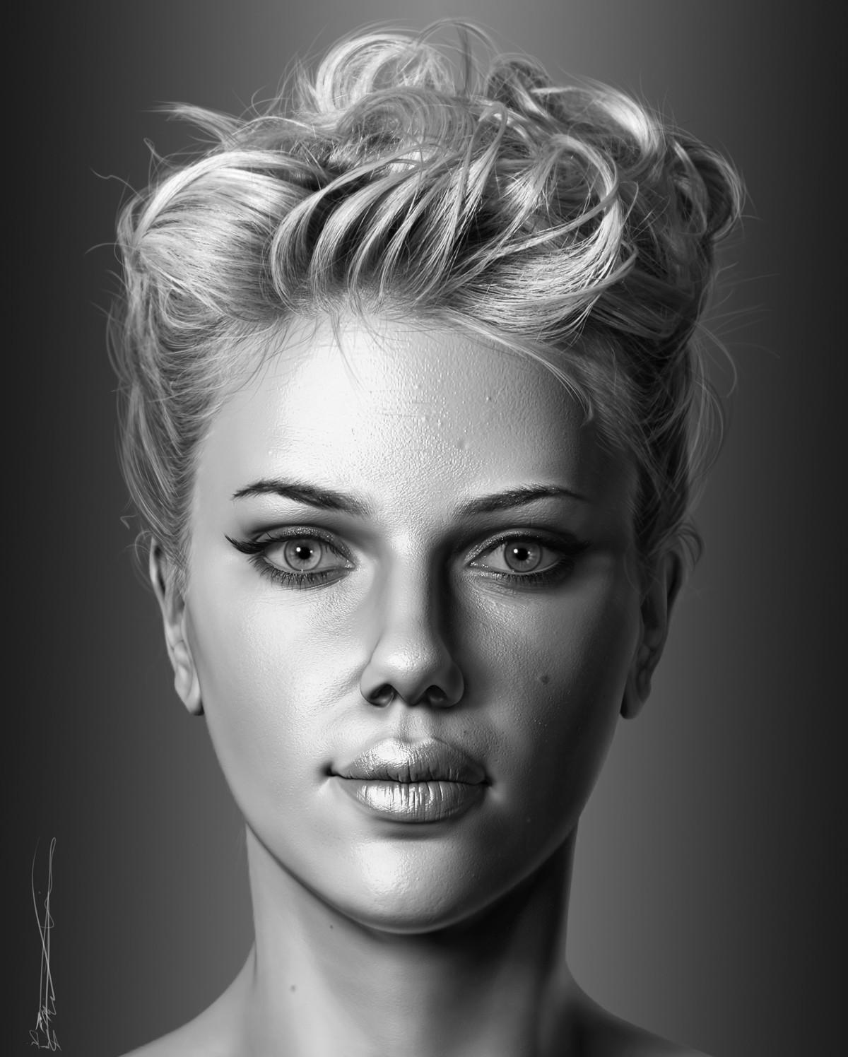 Scarlett Johansson, 3D, Face Wallpaper HD / Desktop and Mobile