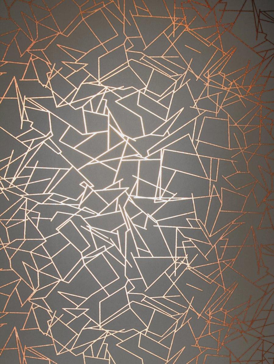 ANGLES copper rose lead grey metallic wallpaper