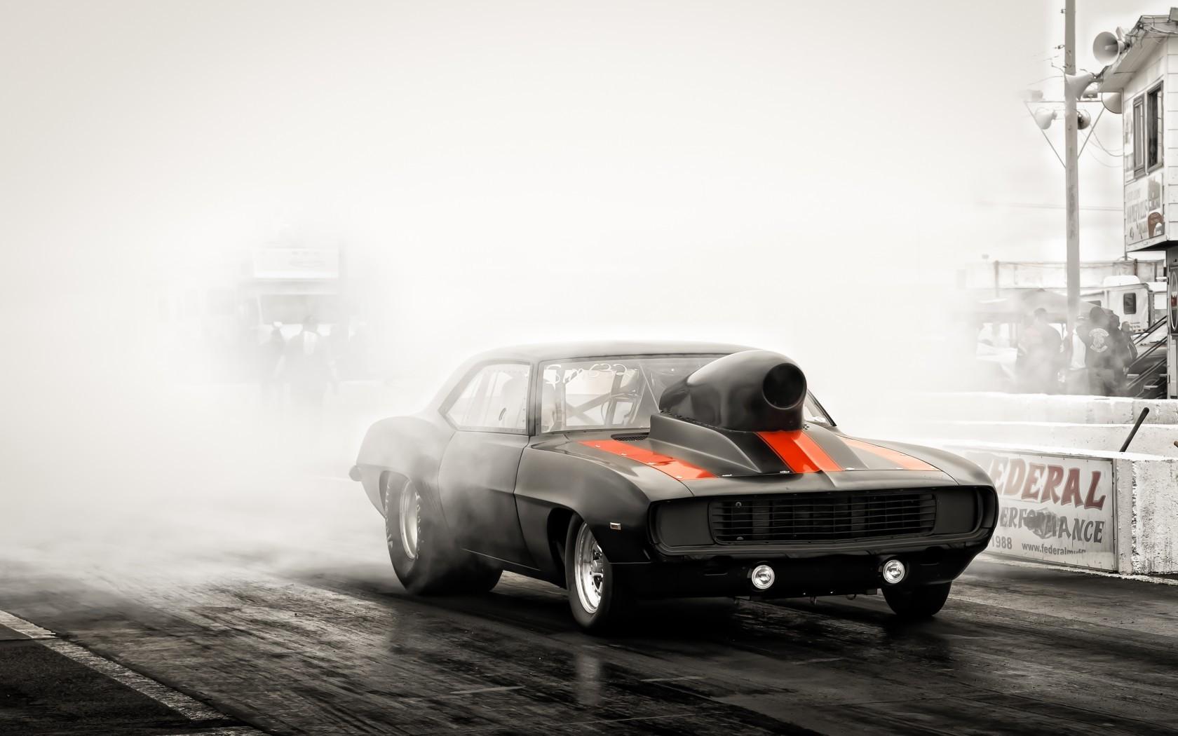 Download 1680x1050 Drag Racing, Smoke, Cars Wallpaper for MacBook