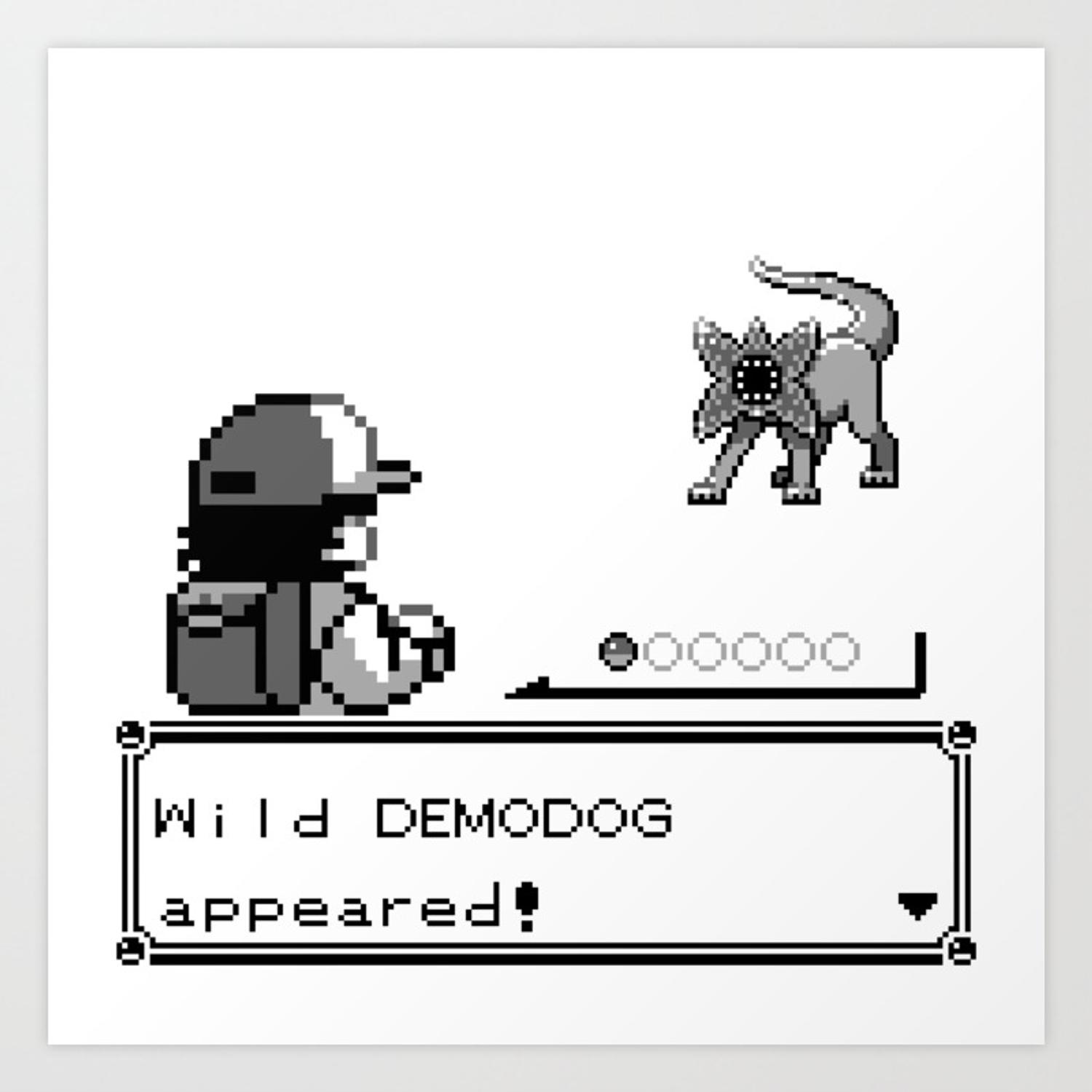 Pokémon / Stranger Thing demodog appeared Art Print