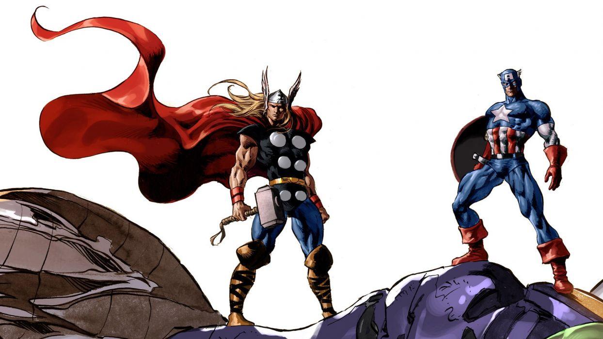 Comics Thor Captain America Marvel Comics wallpaperx1080