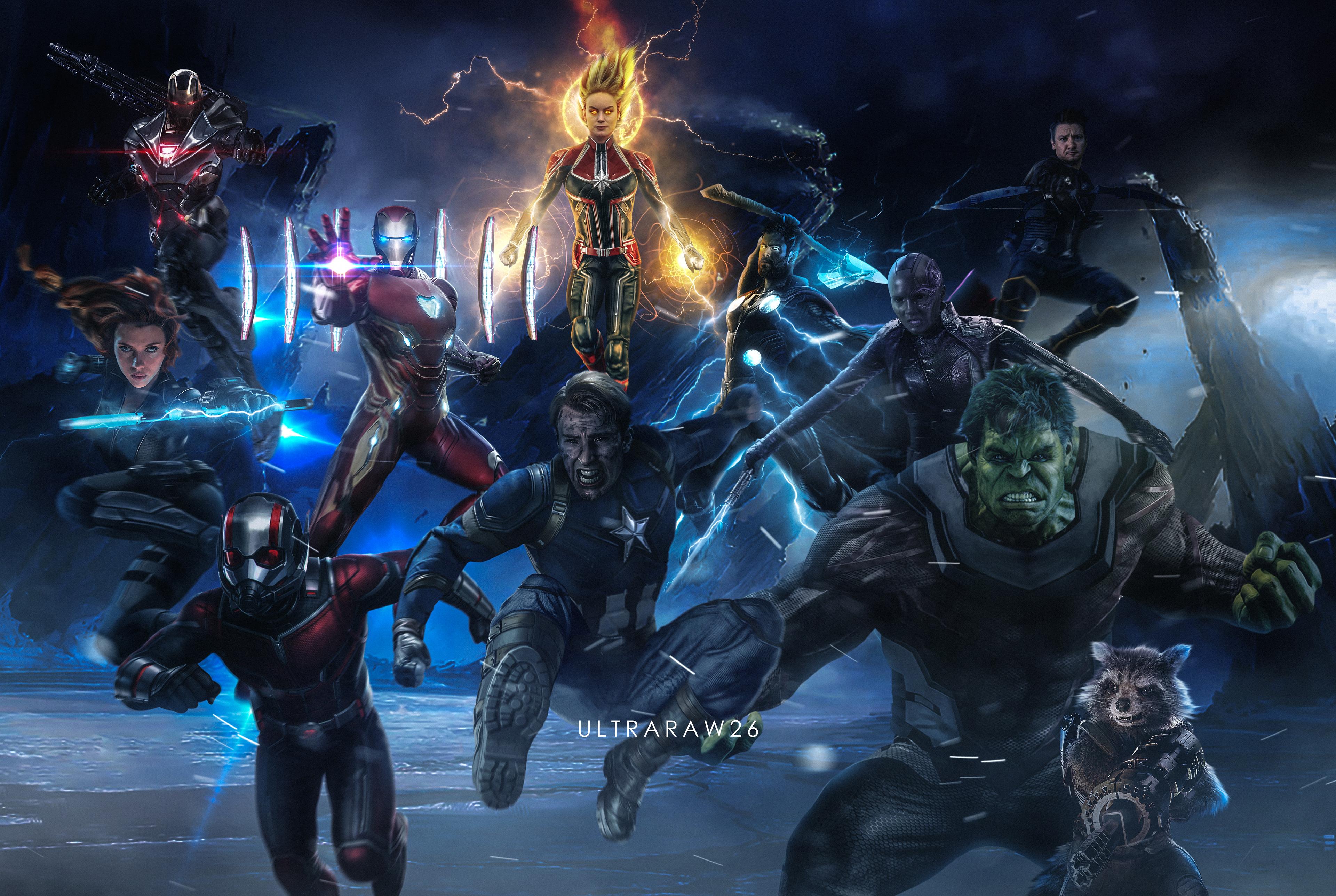 Avengers EndGame, Iron Man, Thor, Hulk, Black Widow, War