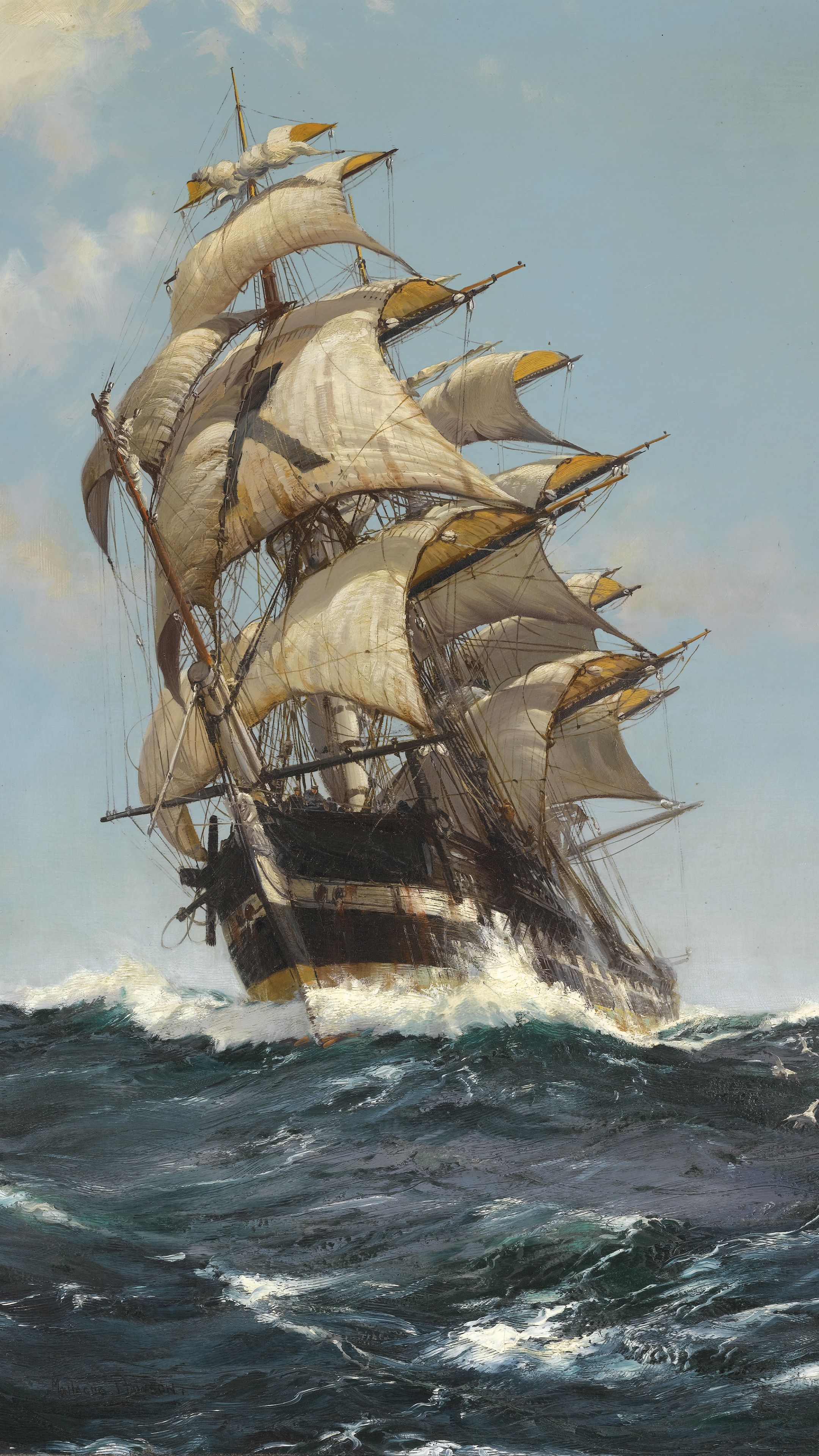 Phone Wallpaper (Curated). Sailing ships, Ship paintings, Old