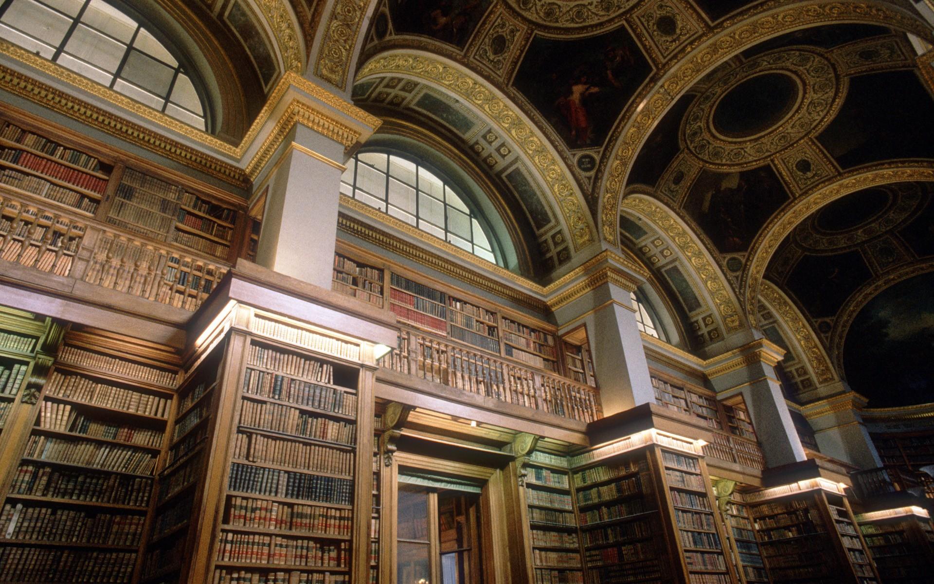 #old, #library, #shelves, #France, #pillar, #books