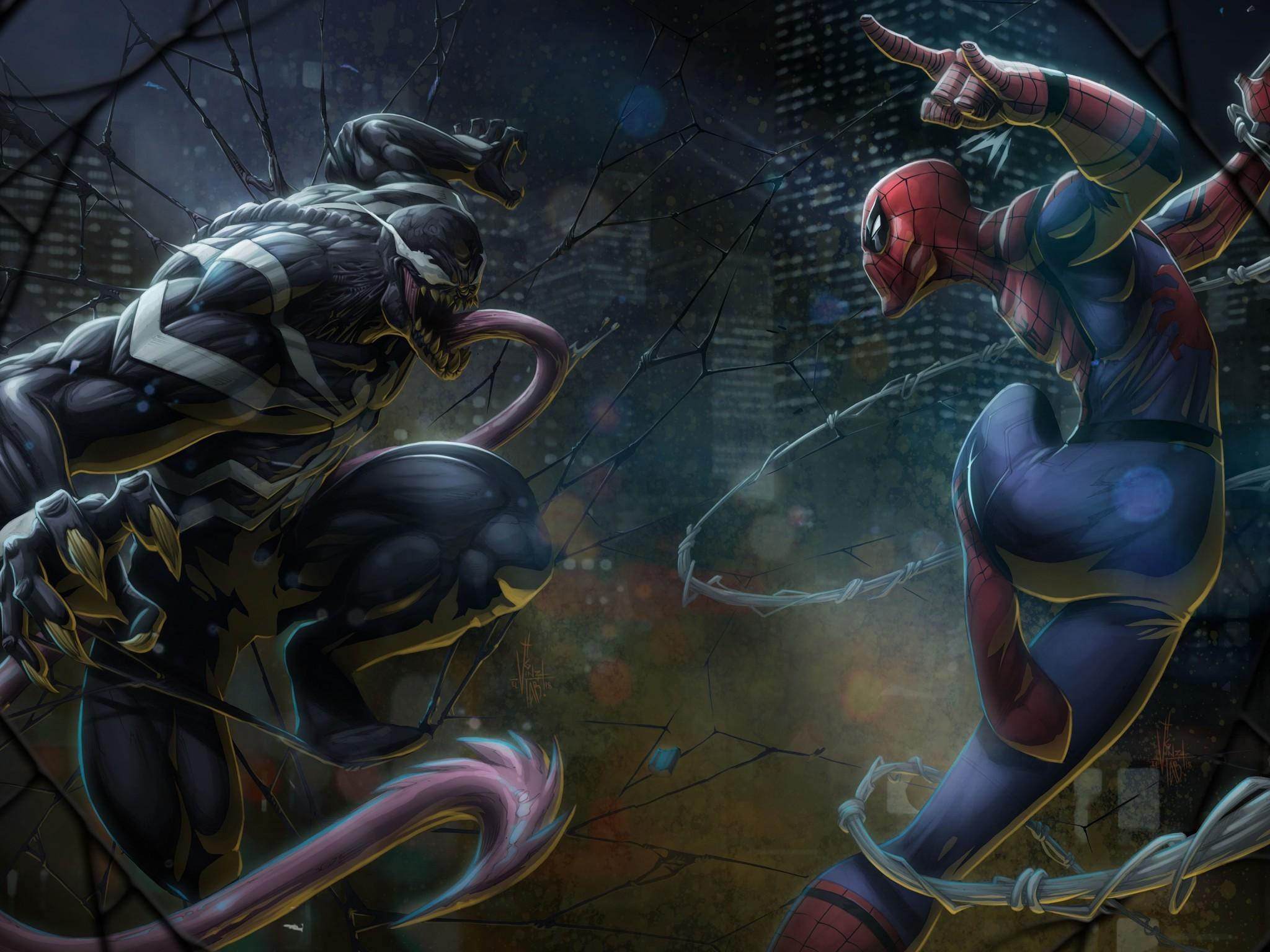 Download 2048x1536 Venom Vs Spider Man, Artwork Wallpaper For Ainol