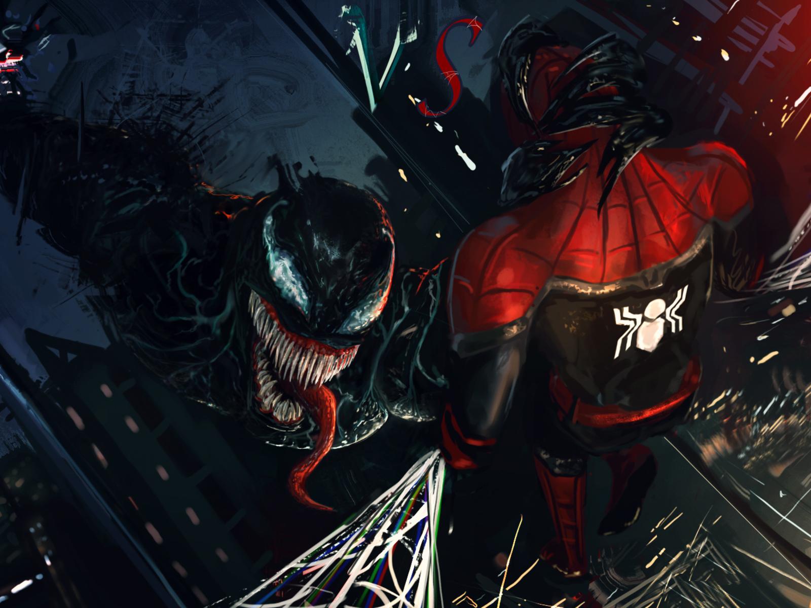 Venom And Spiderman Art 1600x1200 Resolution HD 4k