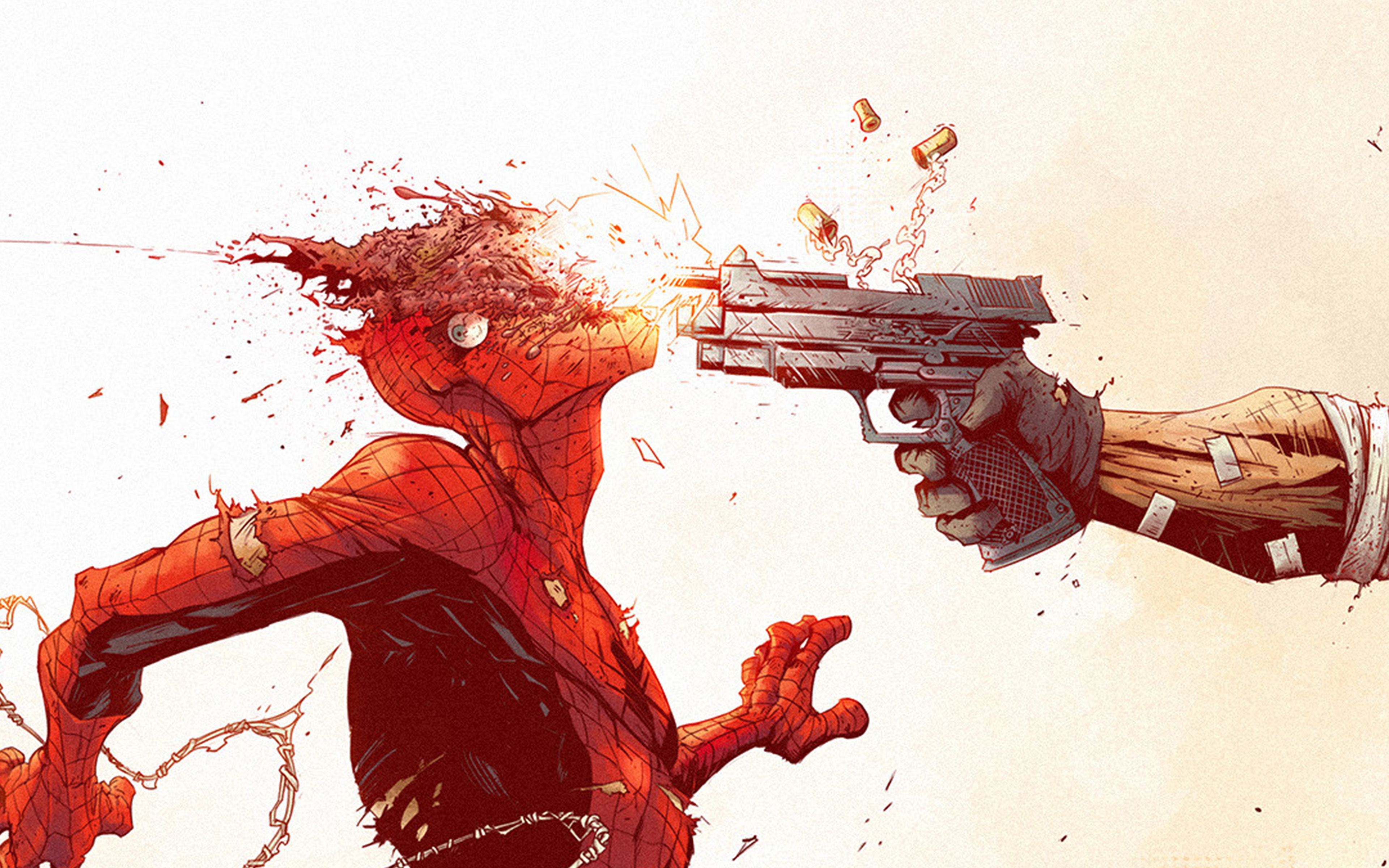 Punisher Spiderman Tonton Revolver Illustration Art Wallpaper