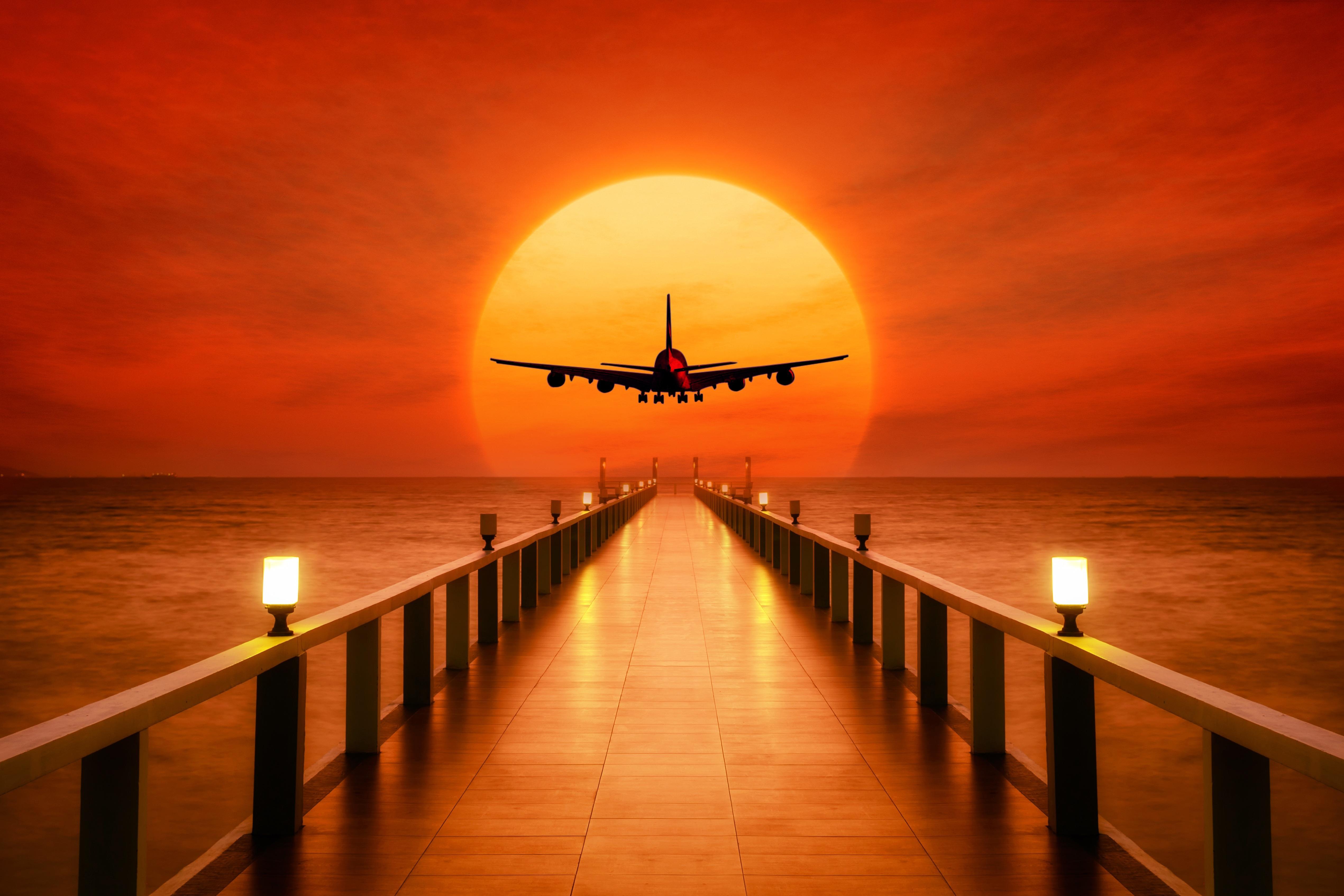 #Horizon, #Sunset, K, #Airplane. Photography wallpaper