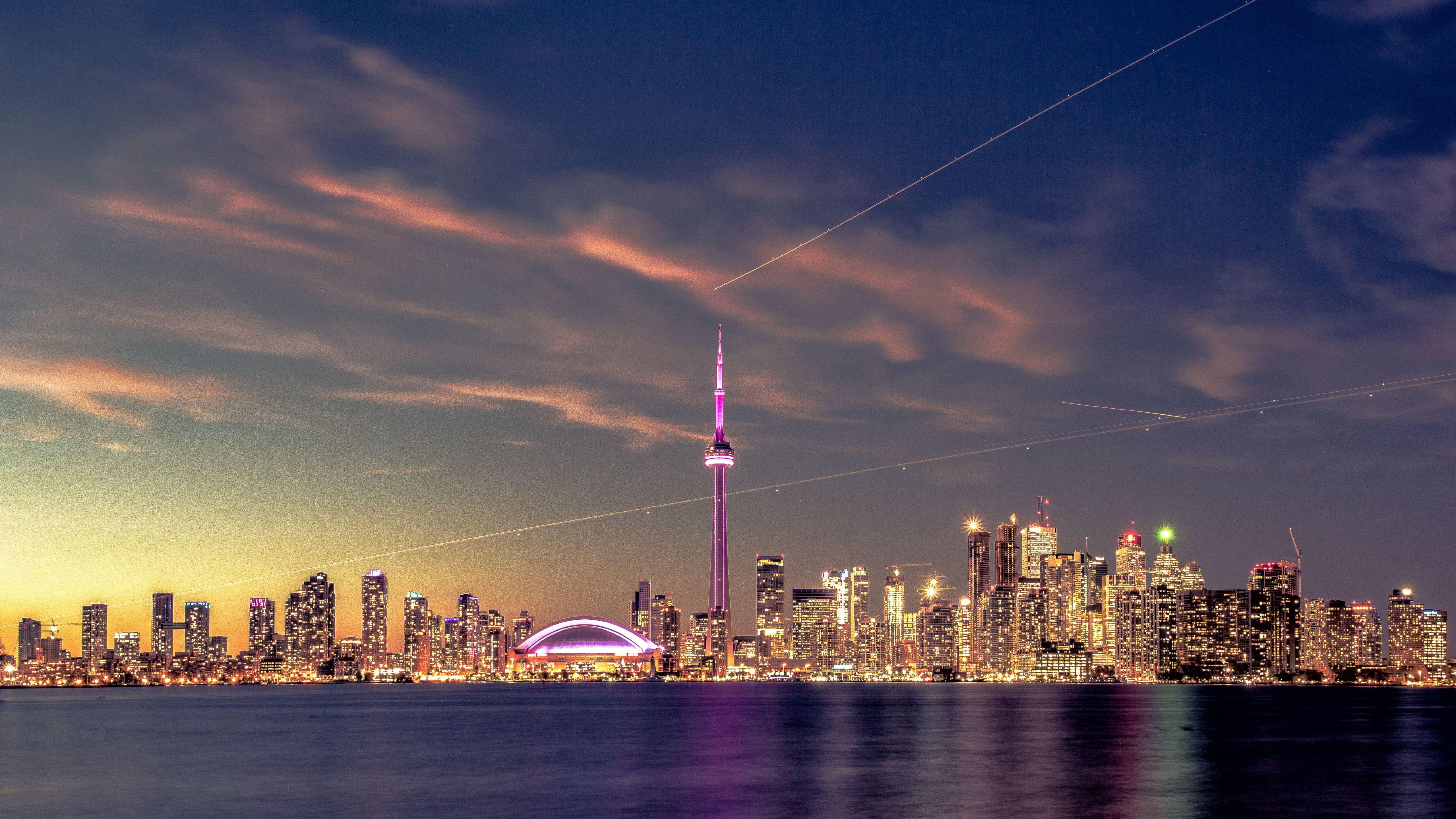 Toronto Ontario Cityscape In Sunset 5K Wallpaper, HD