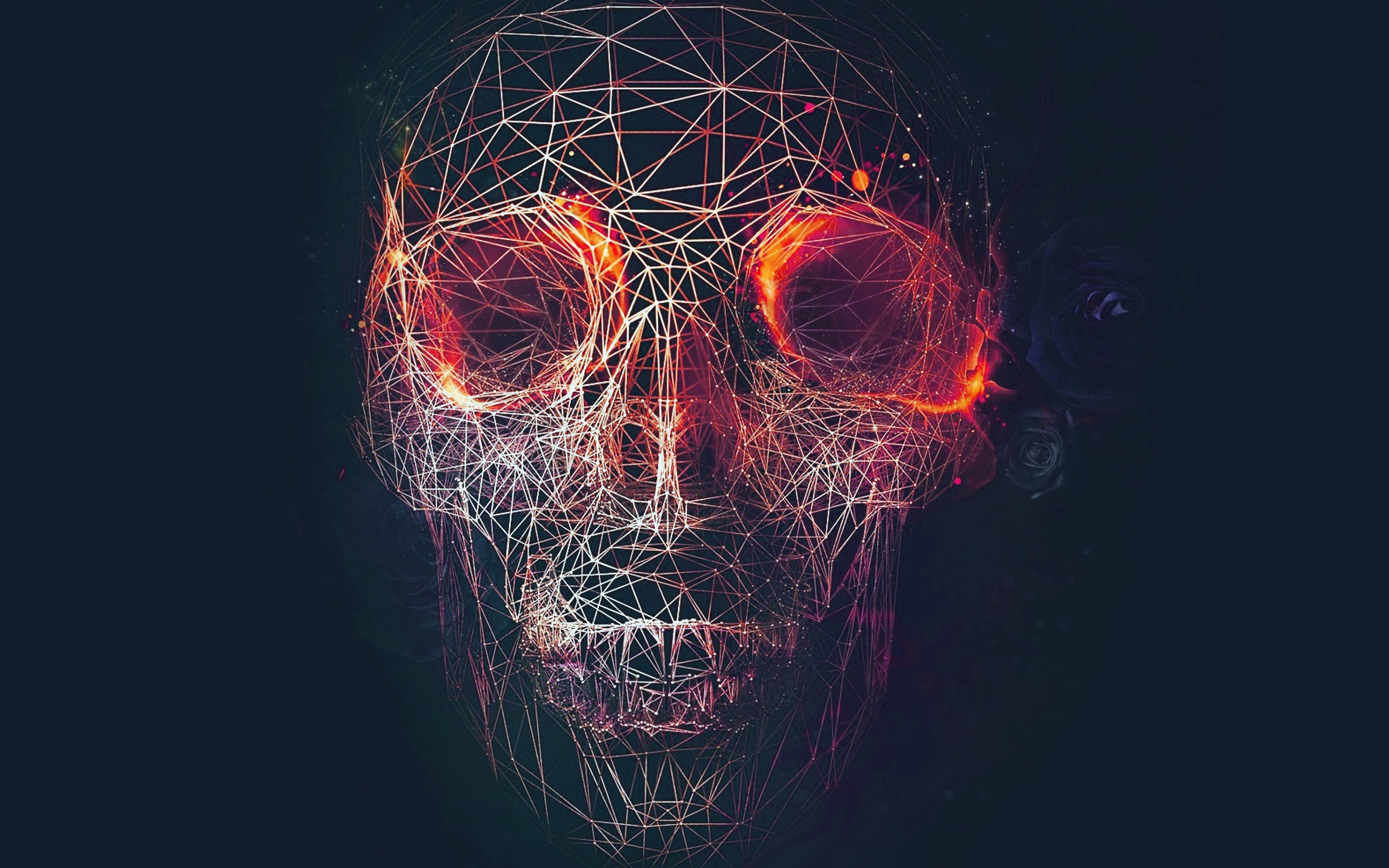 Digital Skull Dark Abstract Art Illustration Red Wallpaper