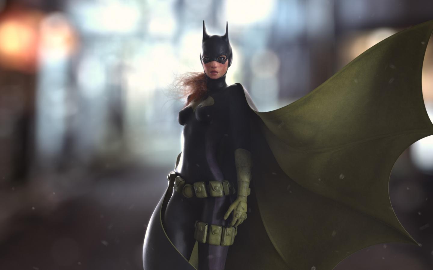 Download 1440x900 wallpaper batgirl, batwoman, superhero, artwork