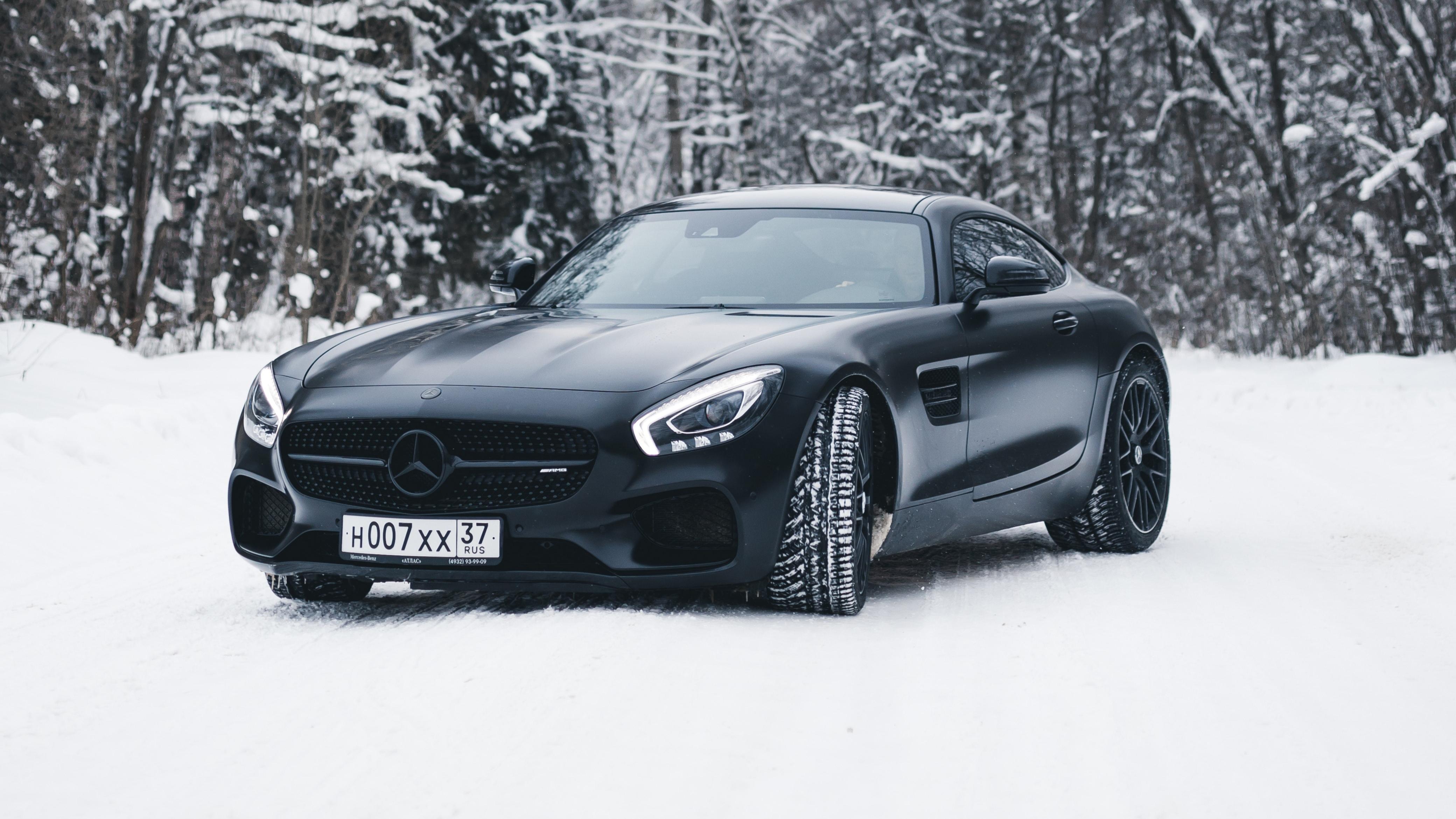 Black Mercedes Amg Gt In Snow 4k, HD Cars, 4k Wallpaper, Image