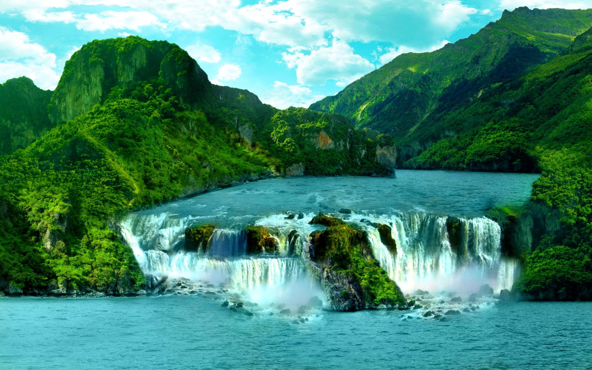 Download Tropical Waterfall Paradise desktop wallpaper
