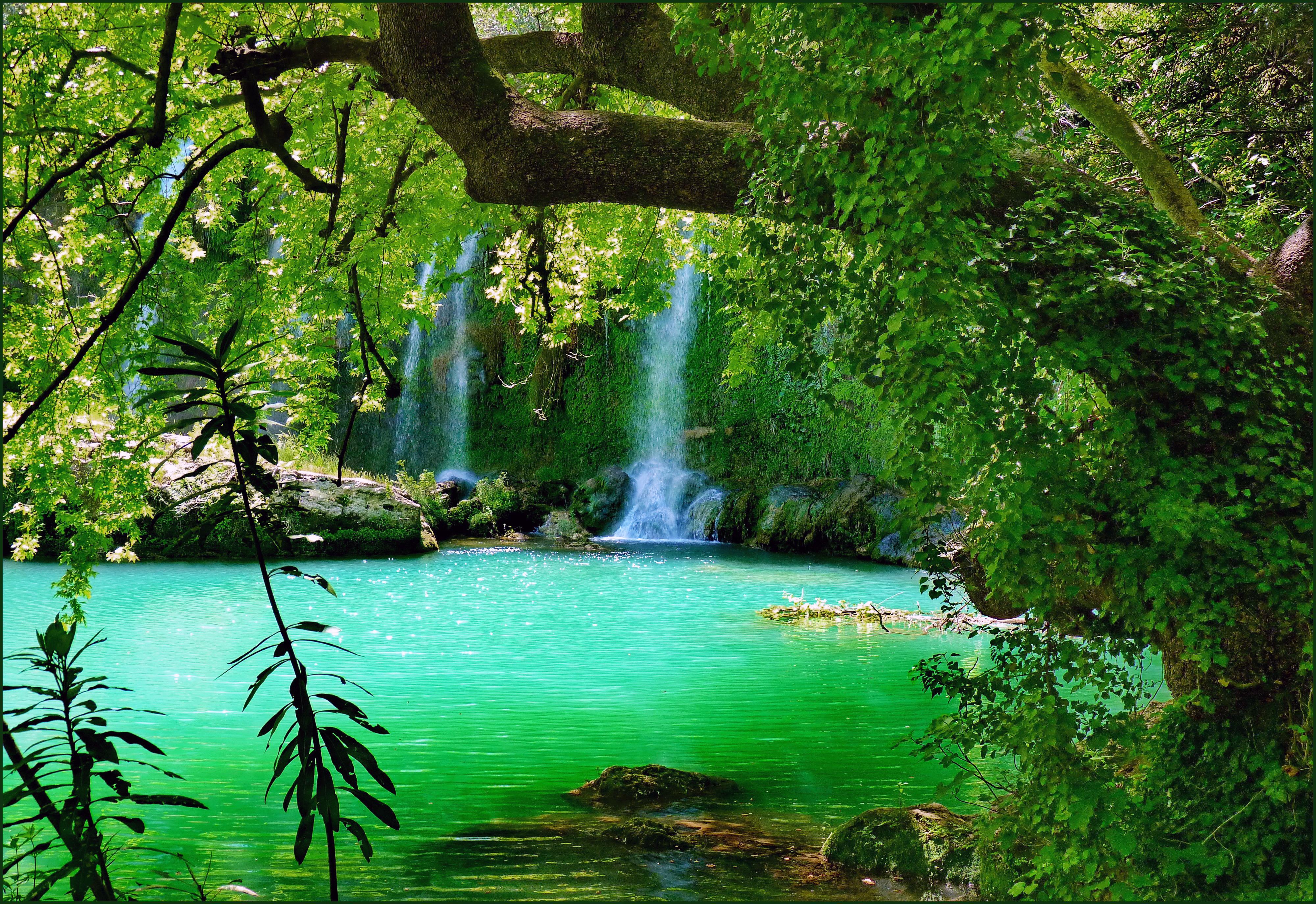 Screensaver Kursunlu, Kursunlu waterfall, Turkey, pond, trees