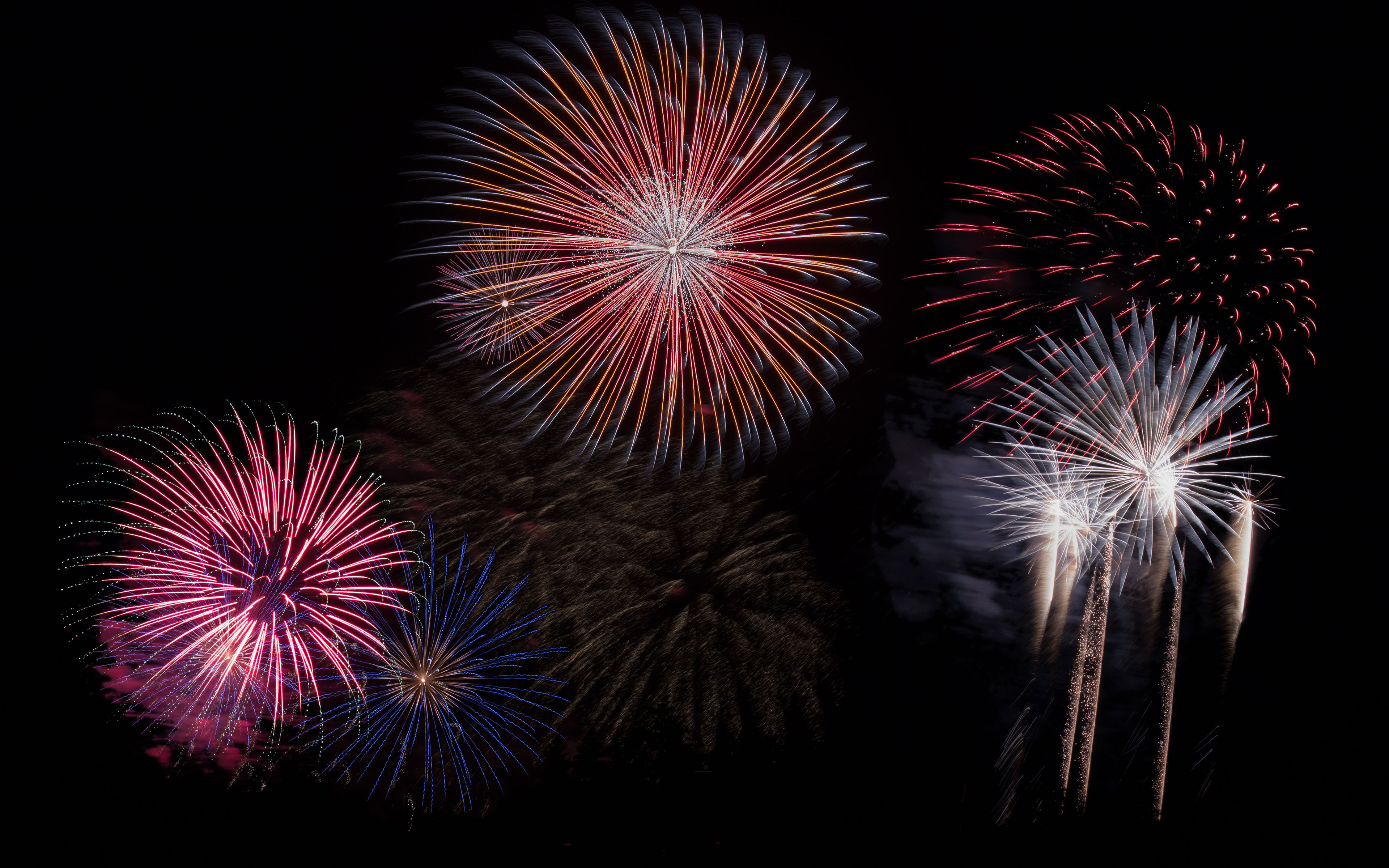Fireworks Celebrations Colorful Night 4K Wallpaper