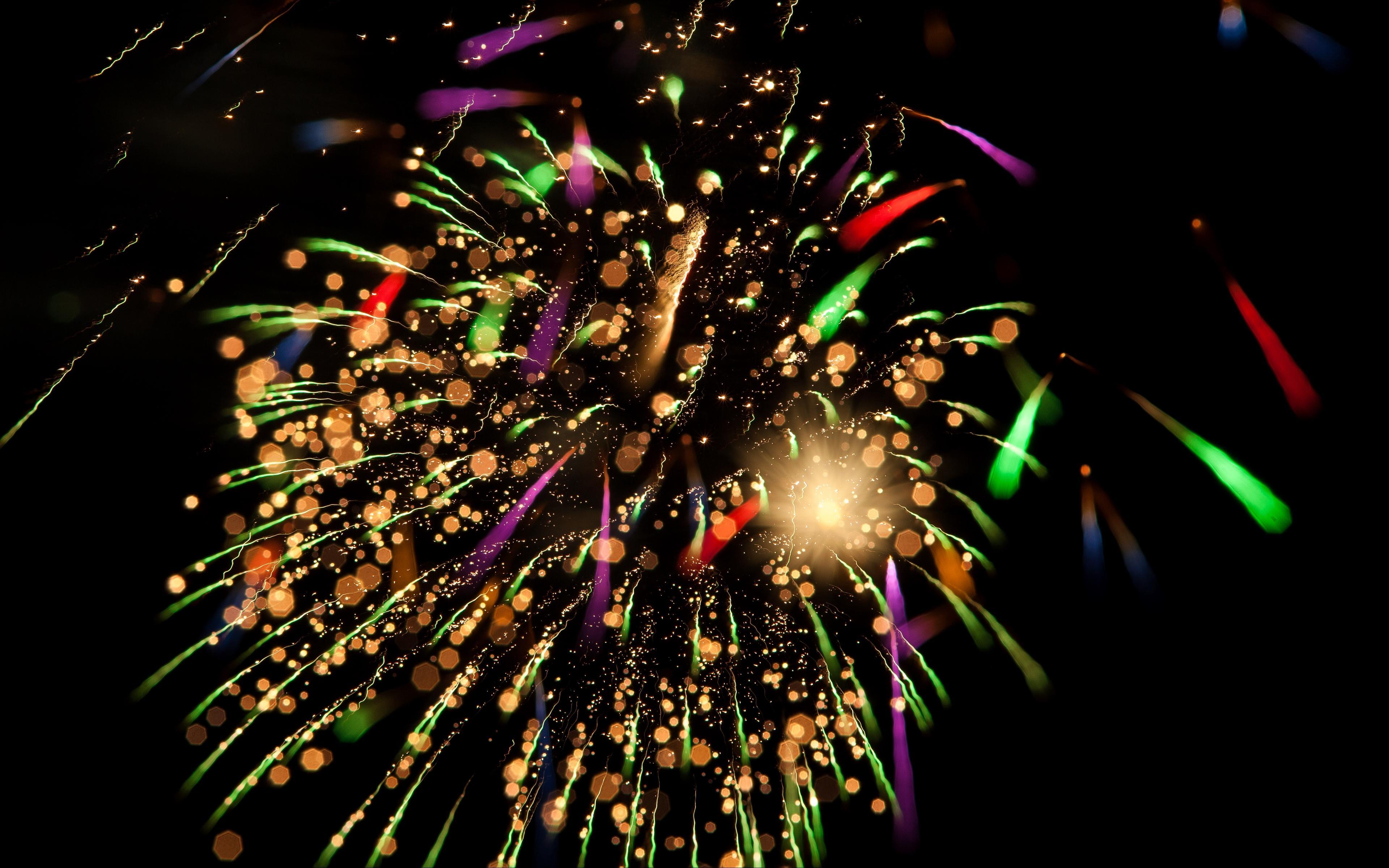 Download wallpaper 3840x2400 fireworks, sparks, colorful, shine