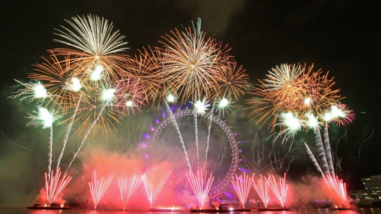 Colourful Fireworks In Sky Near London Eye HD Wallpaper Download