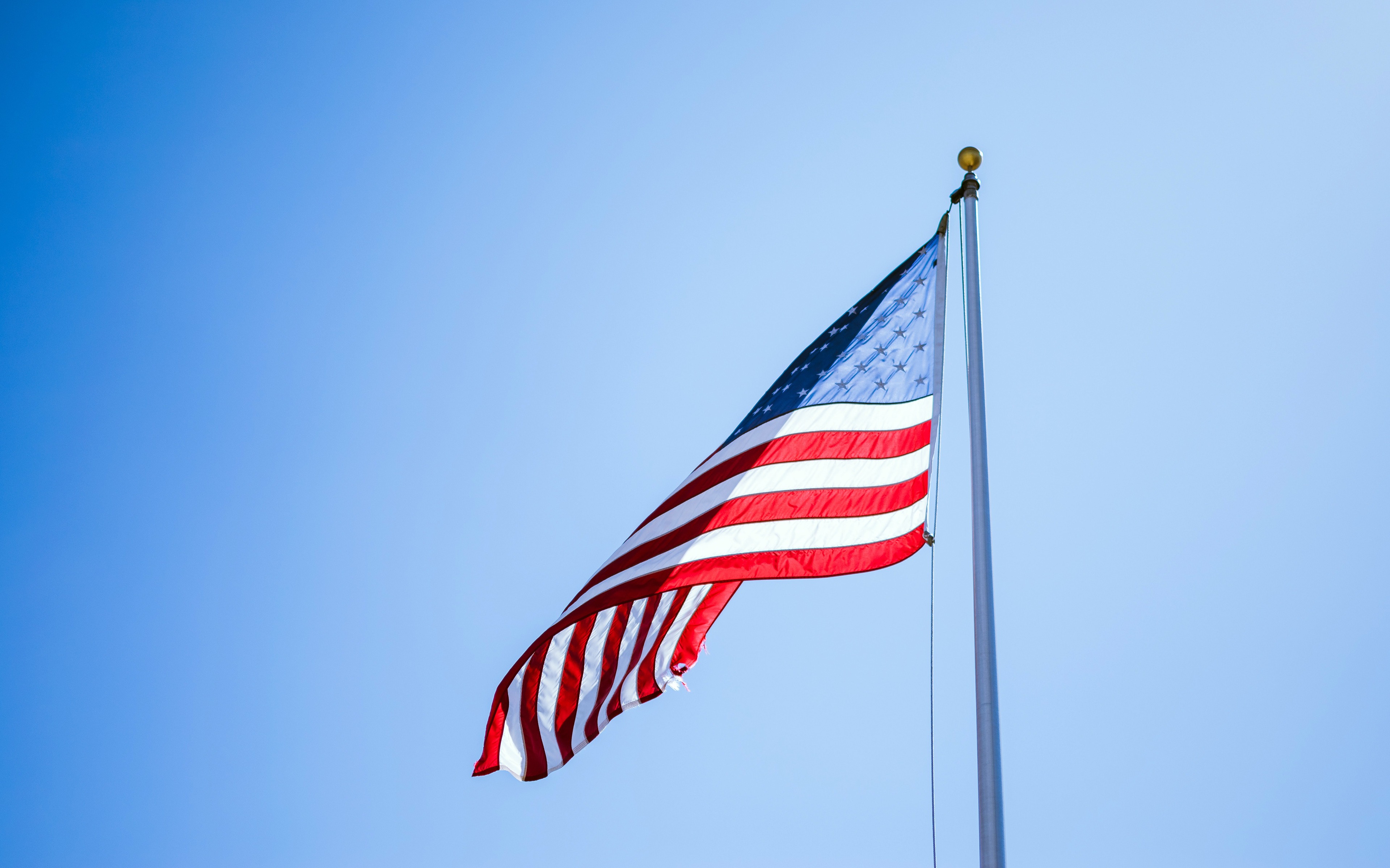 Download wallpaper 4k, Flag of USA, flagpole, American flag