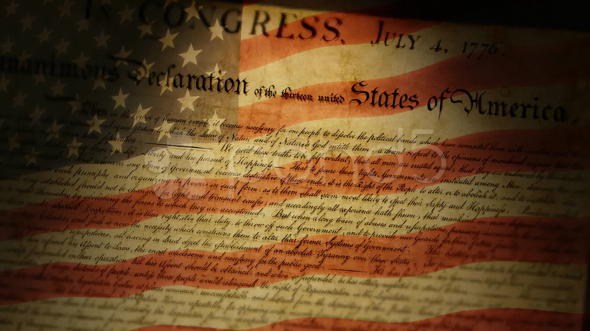Declaration Of Independence, USA Flag Hi Res