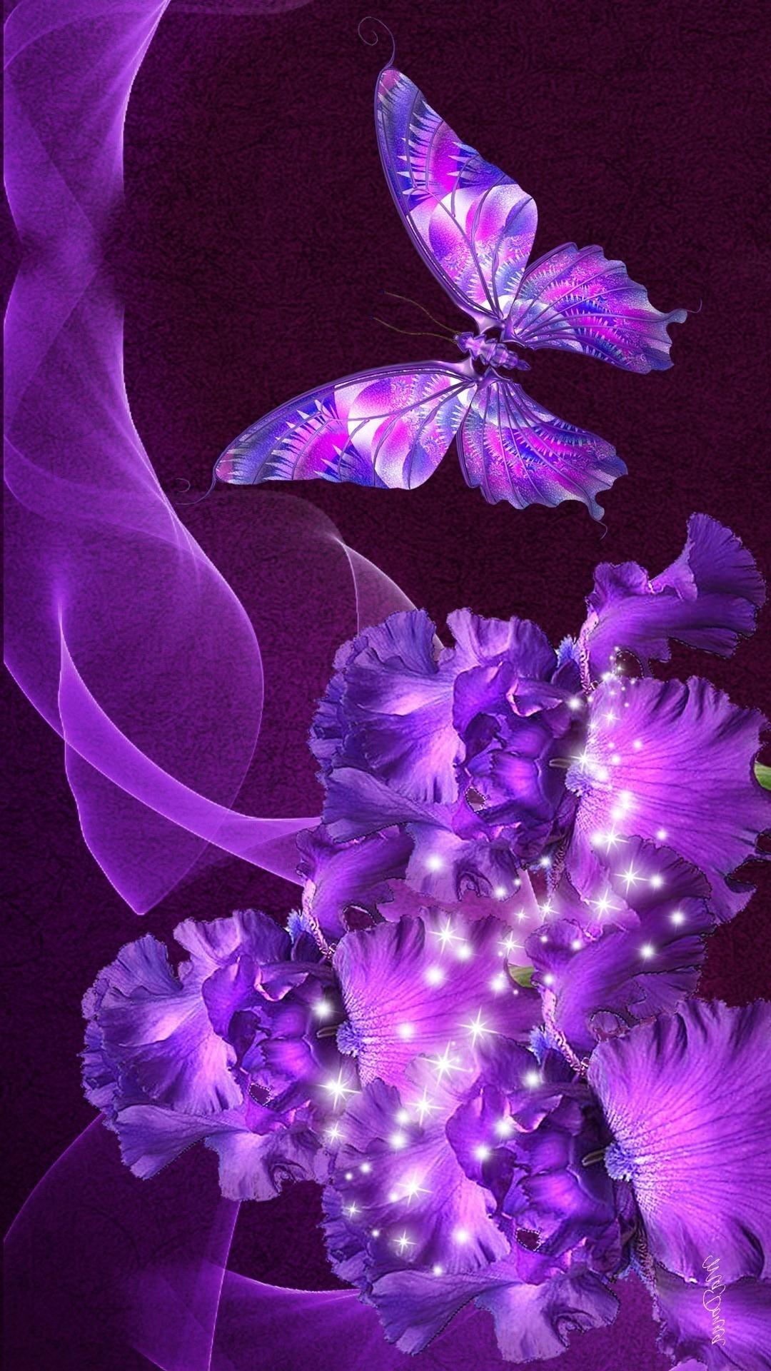 Wallpaper Purple Butterfly Mobile Cute Wallpaper