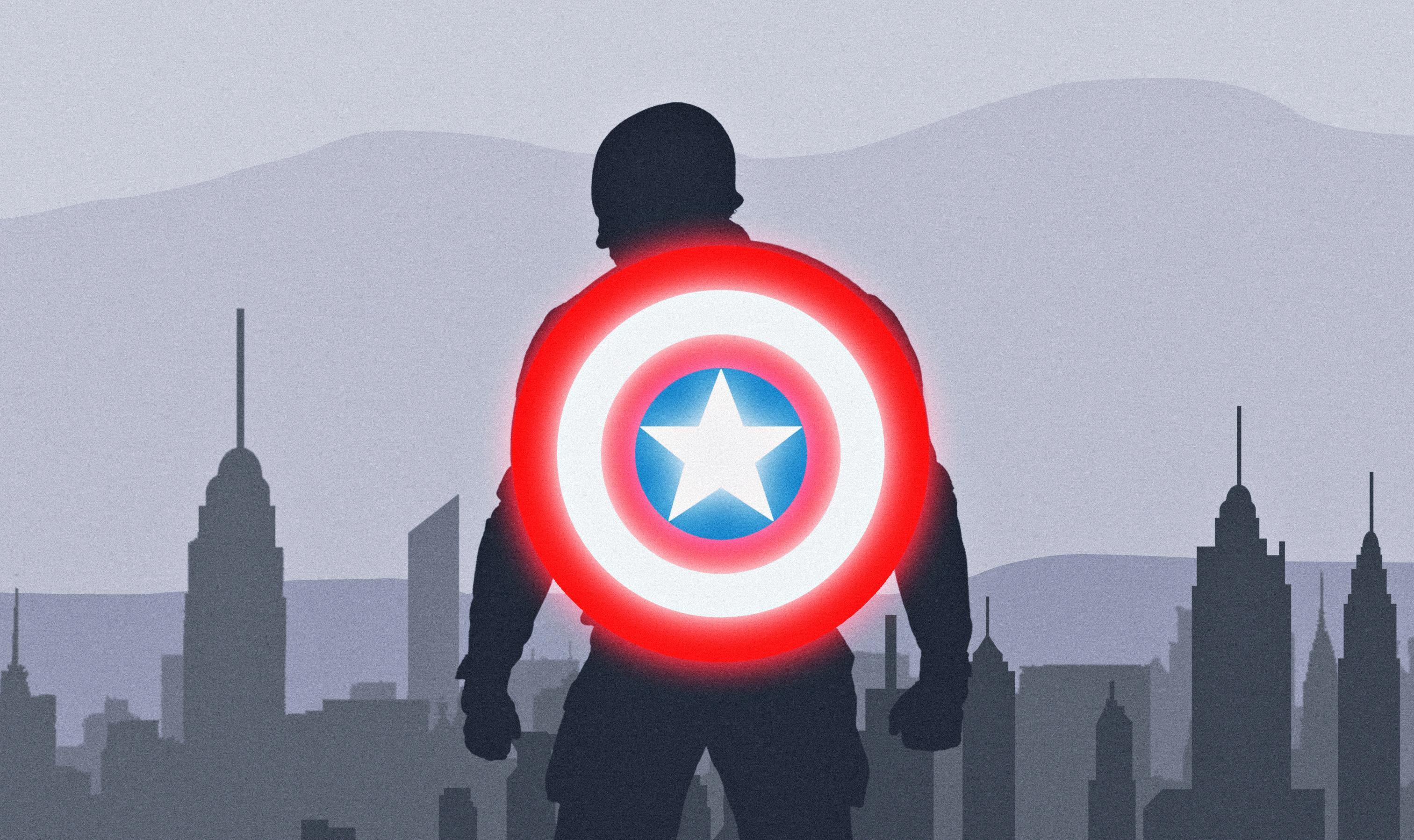 Wallpaper Captain America, Shield, Minimal, HD, Creative Graphics