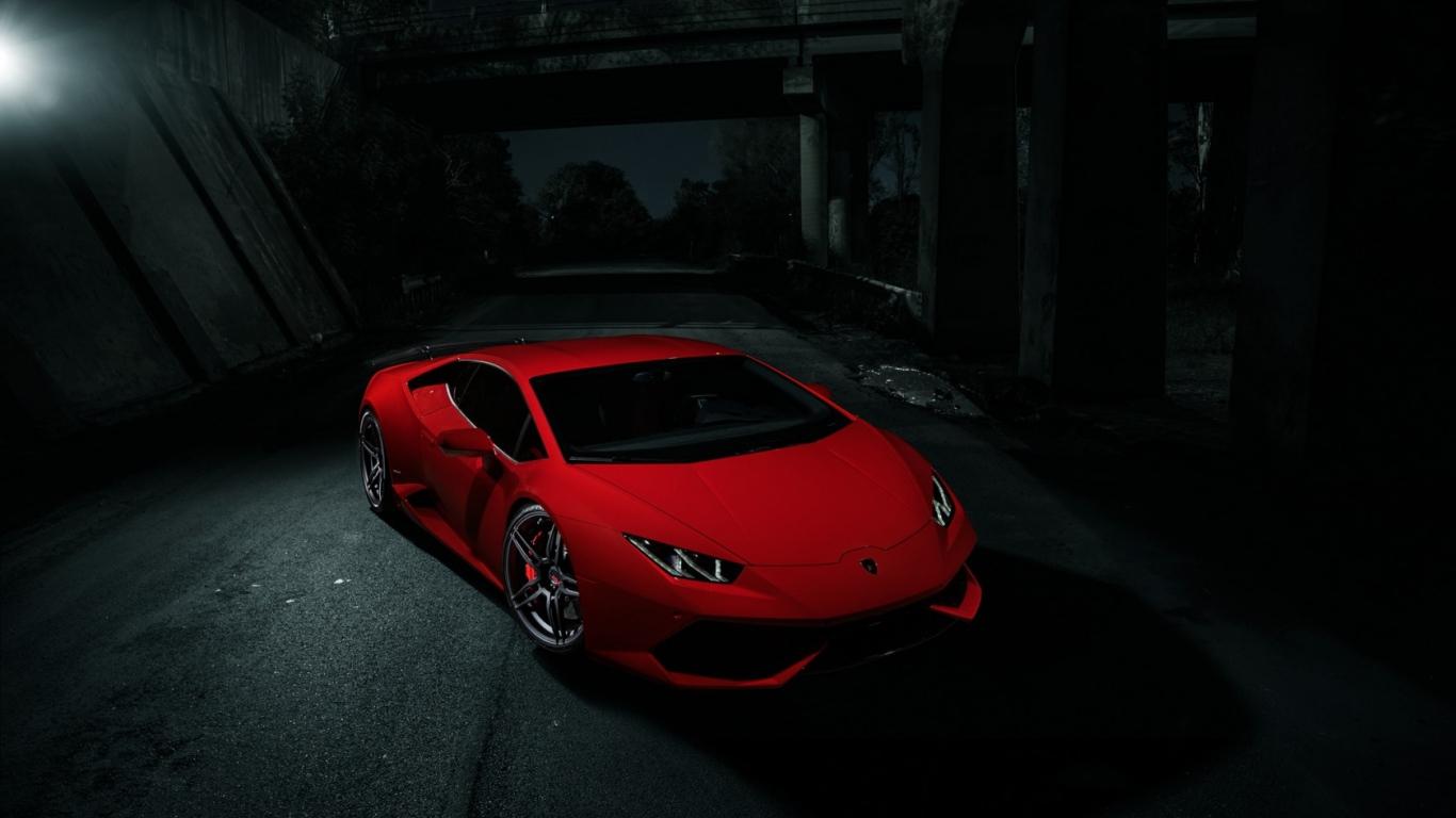 HD Background Lamborghini Huracan LP 610 4 Red Night Front Side View