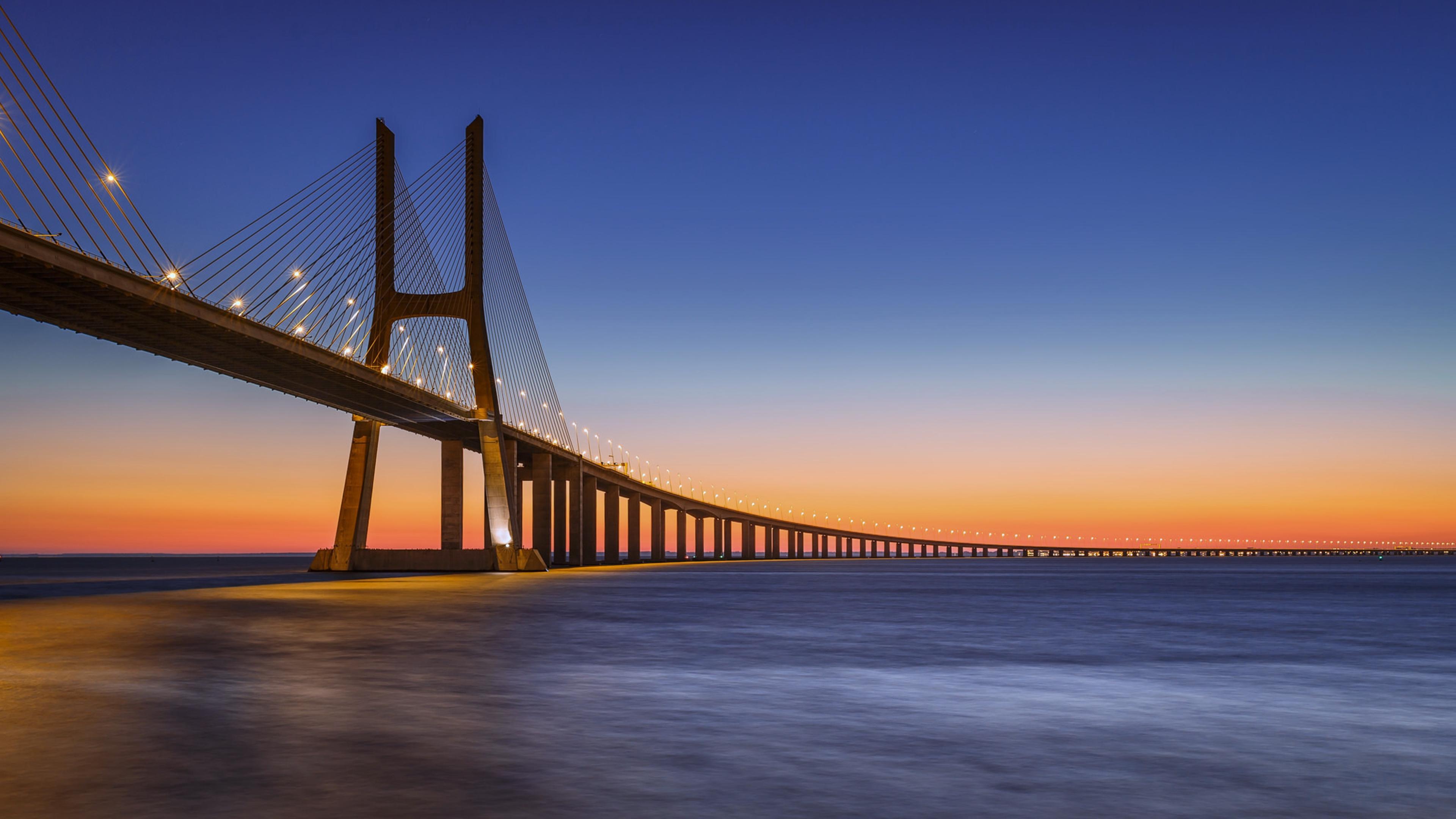 Vasco da Gama Bridge 4k Ultra HD Wallpaper. Background Image