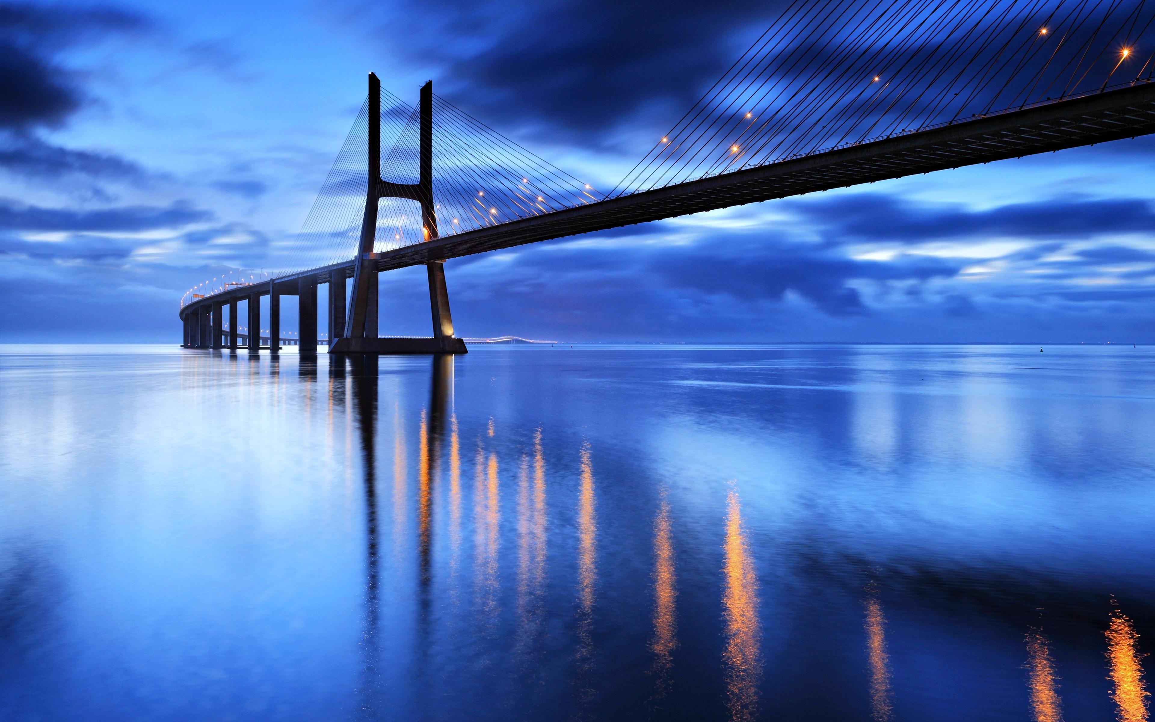 Vasco da Gama Bridge 4k Ultra HD Wallpaper. Background Image