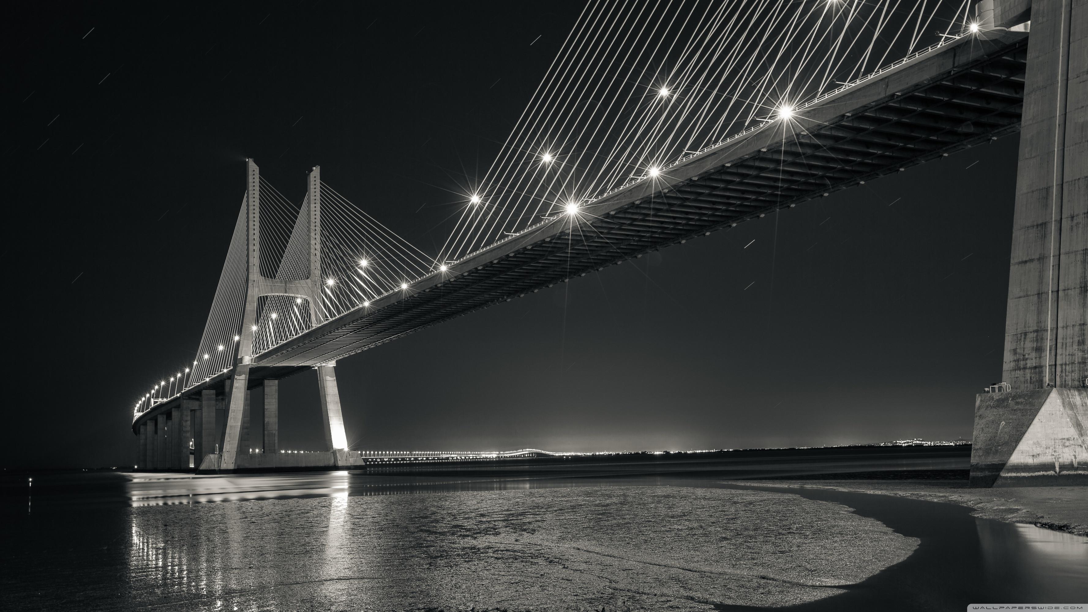 Vasco Da Gama Bridge Black and White Photography ❤ 4K HD Desktop
