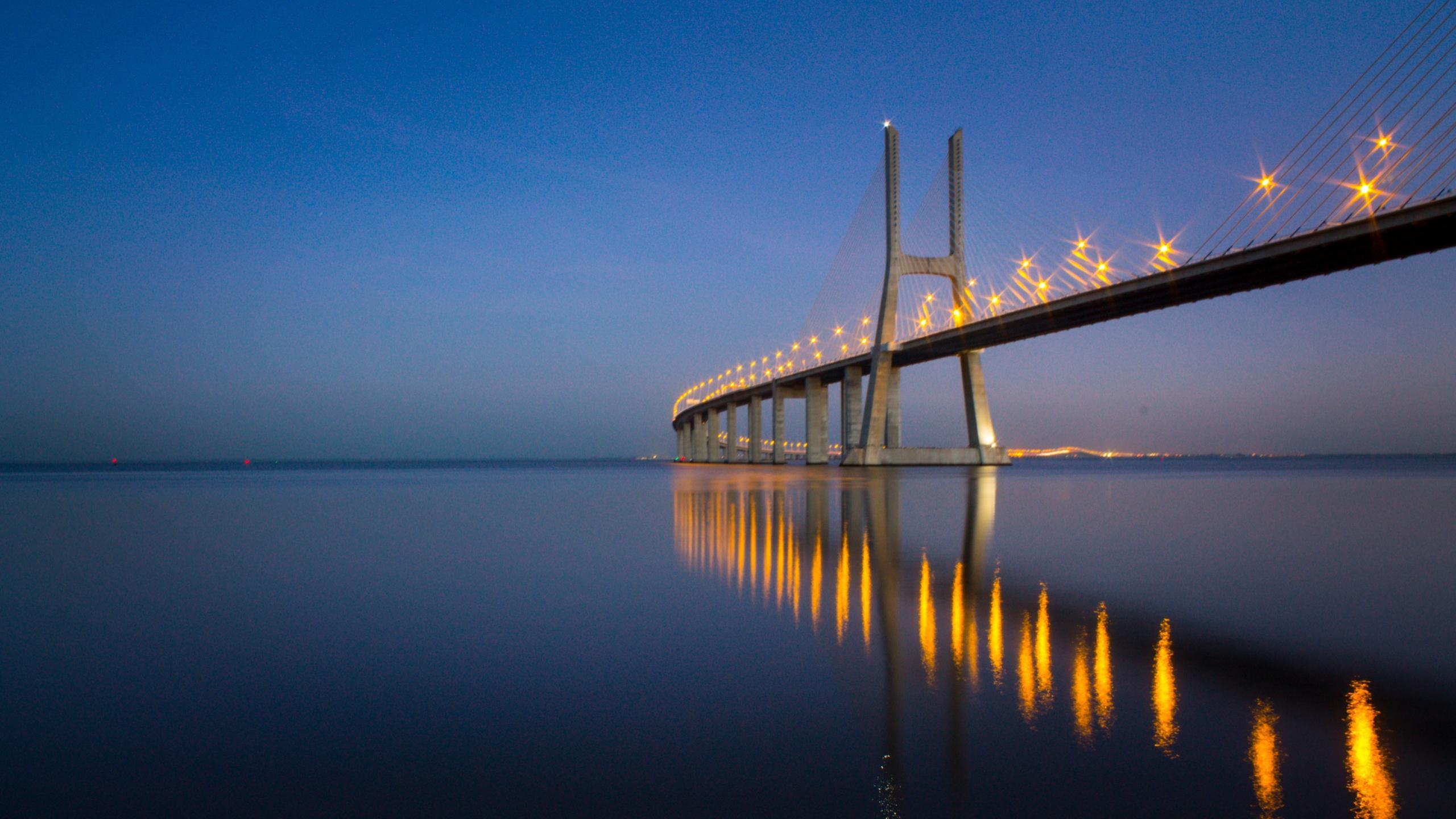 Vasco Da Gama Bridge 3440X1440 Wallpaper