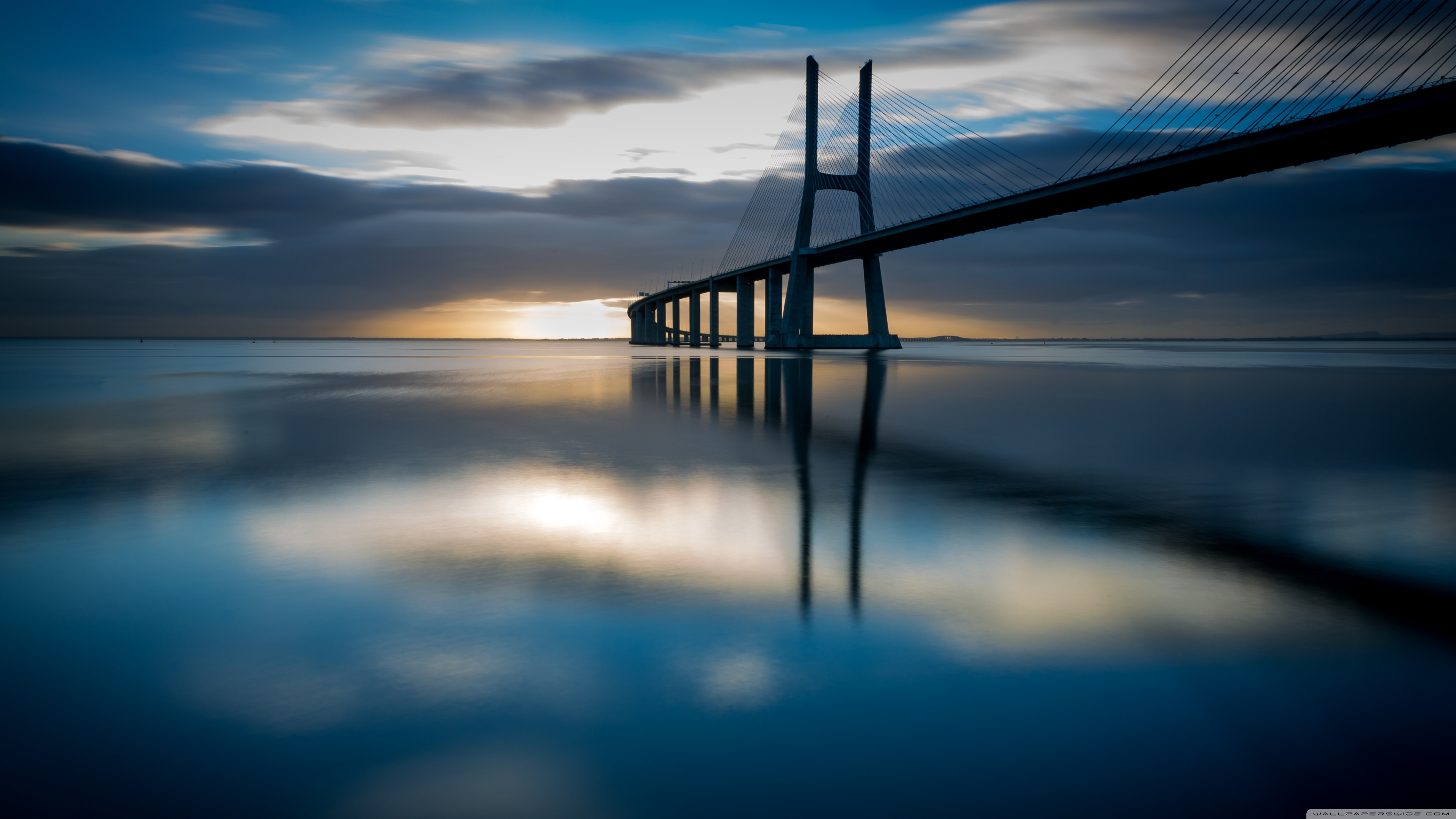 Vasco da Gama bridge, Lisbon, Portugal at sunrise ❤ 4K HD Desktop