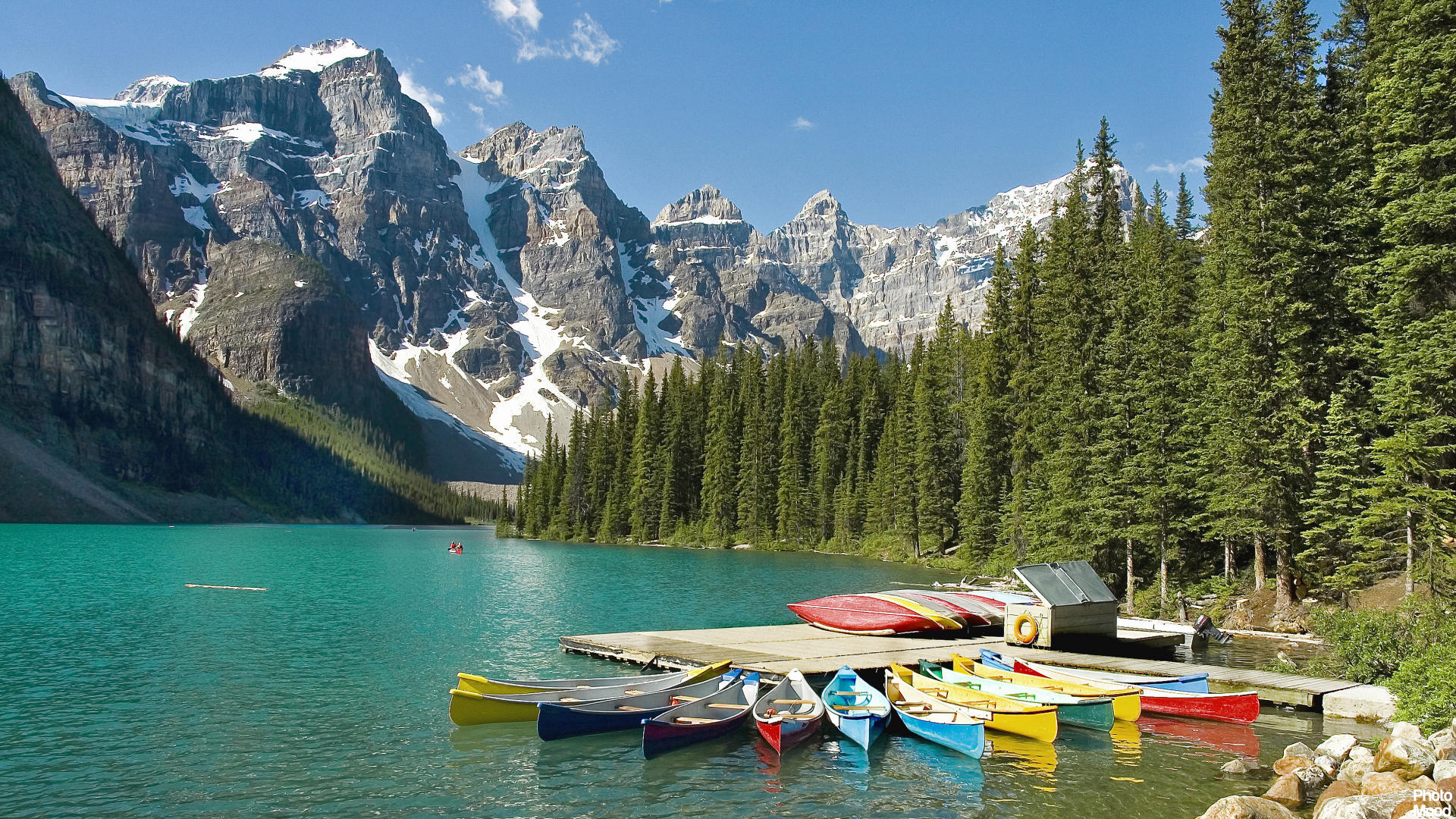 89 Photo Mood Moraine Lake Boat Banff National Park Alberta Canada
