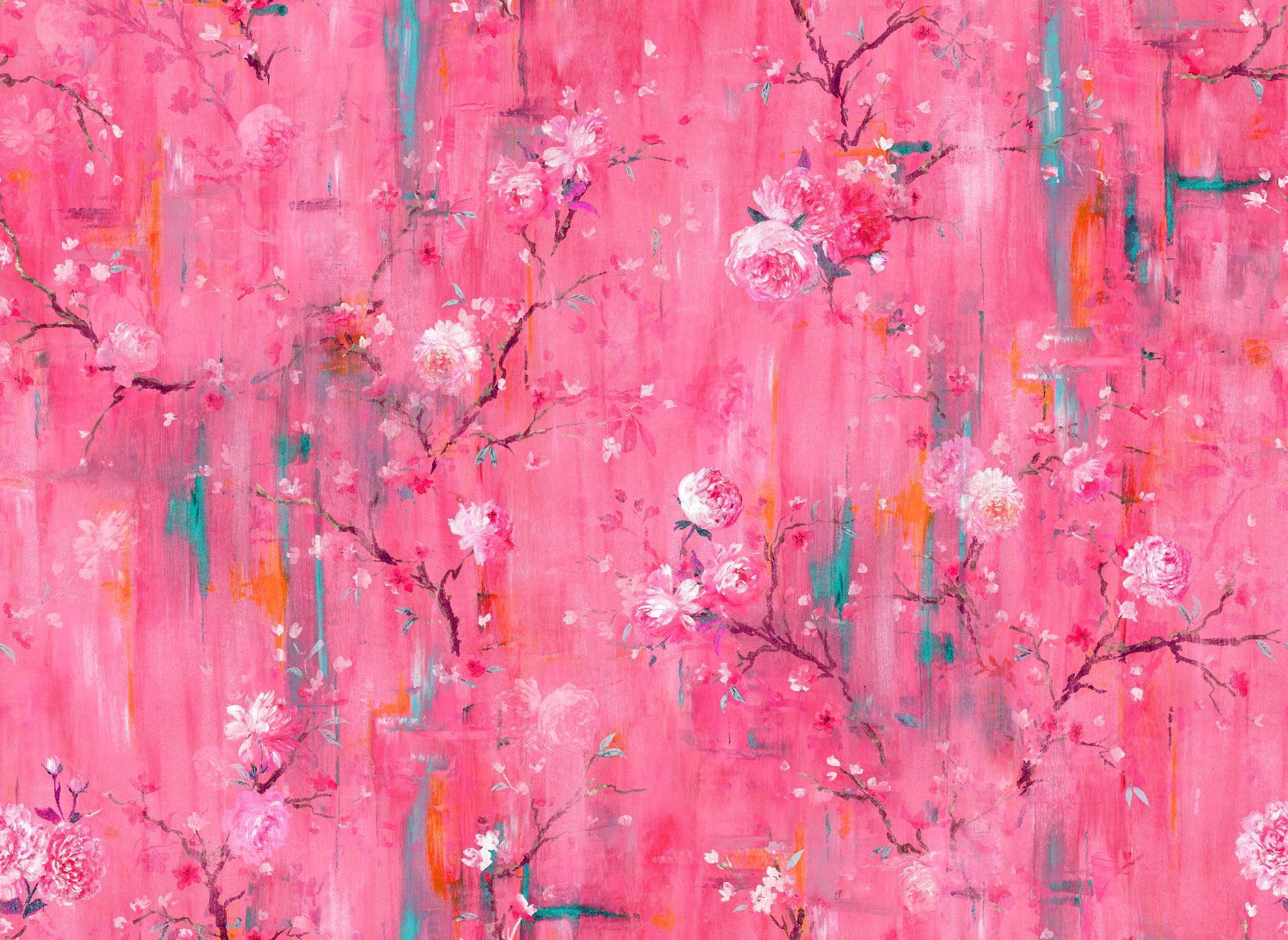 Perfumes of the Night: Indian Pink Floral Wallpaper Sample