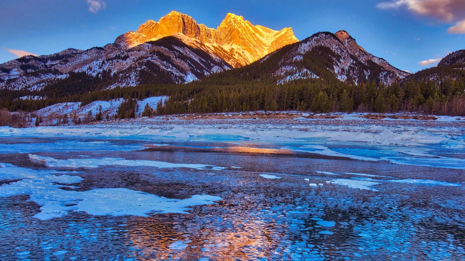 Methane bubbles under frozen Abraham Lake, Alberta, Canada. Windows