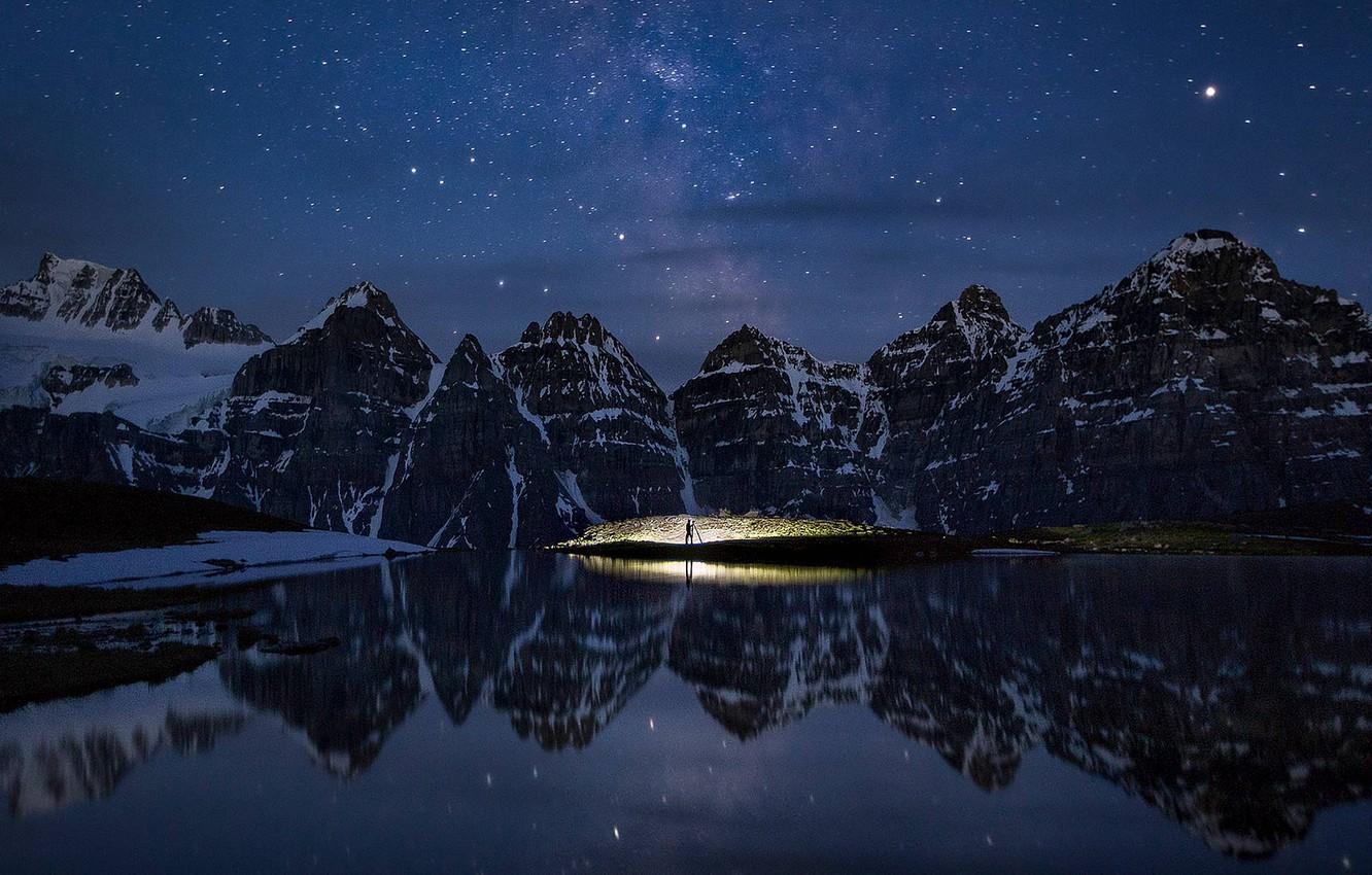 Wallpaper stars, mountains, night, Canada, Albert, Banff National
