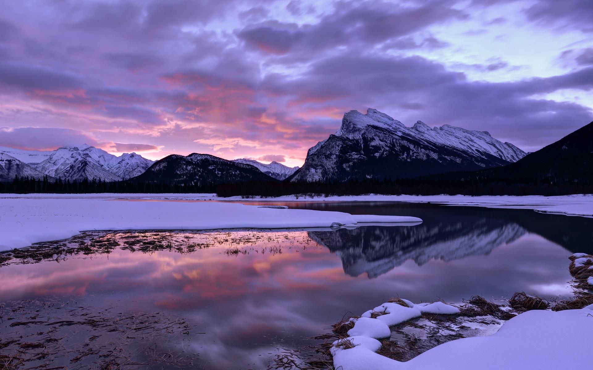 Canada, Alberta, Banff National Park, mountains, lake, sky, clouds