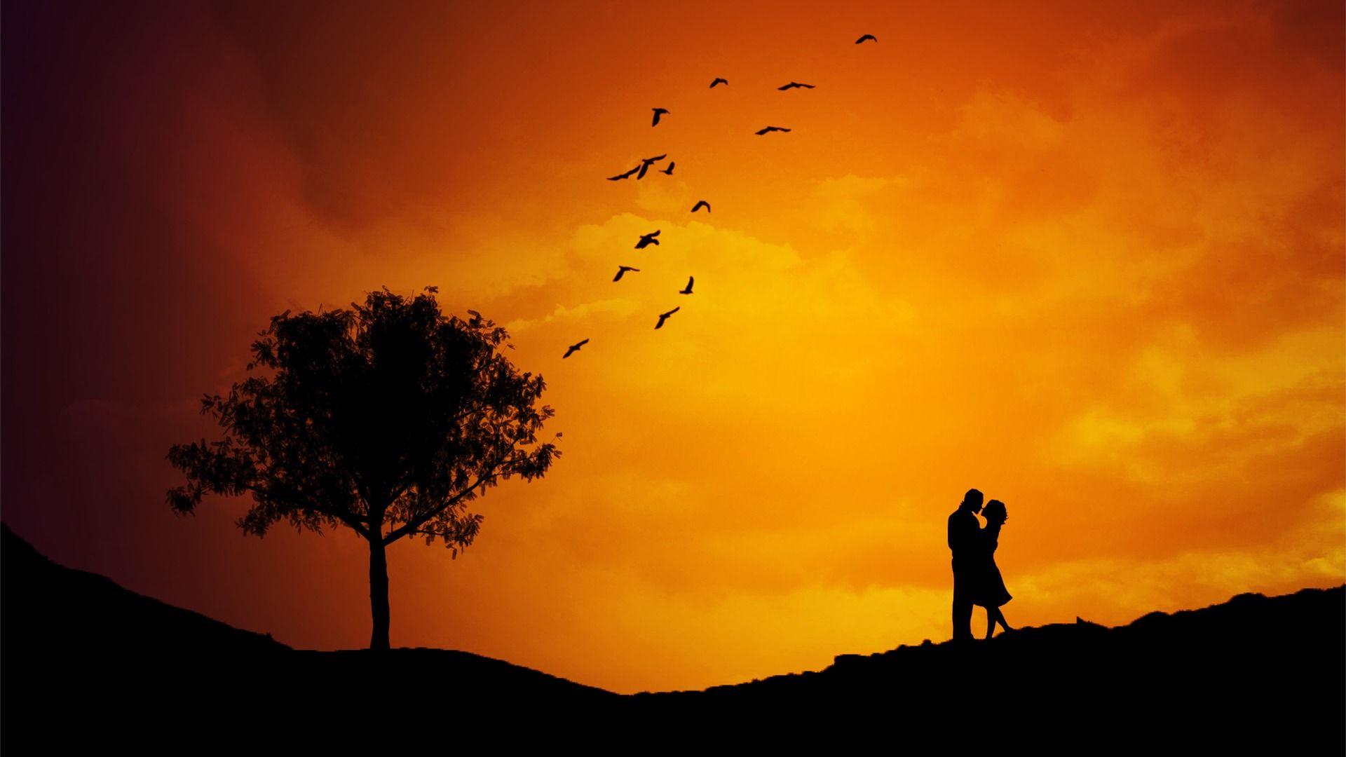 Sunset Couple Love Wallpaper