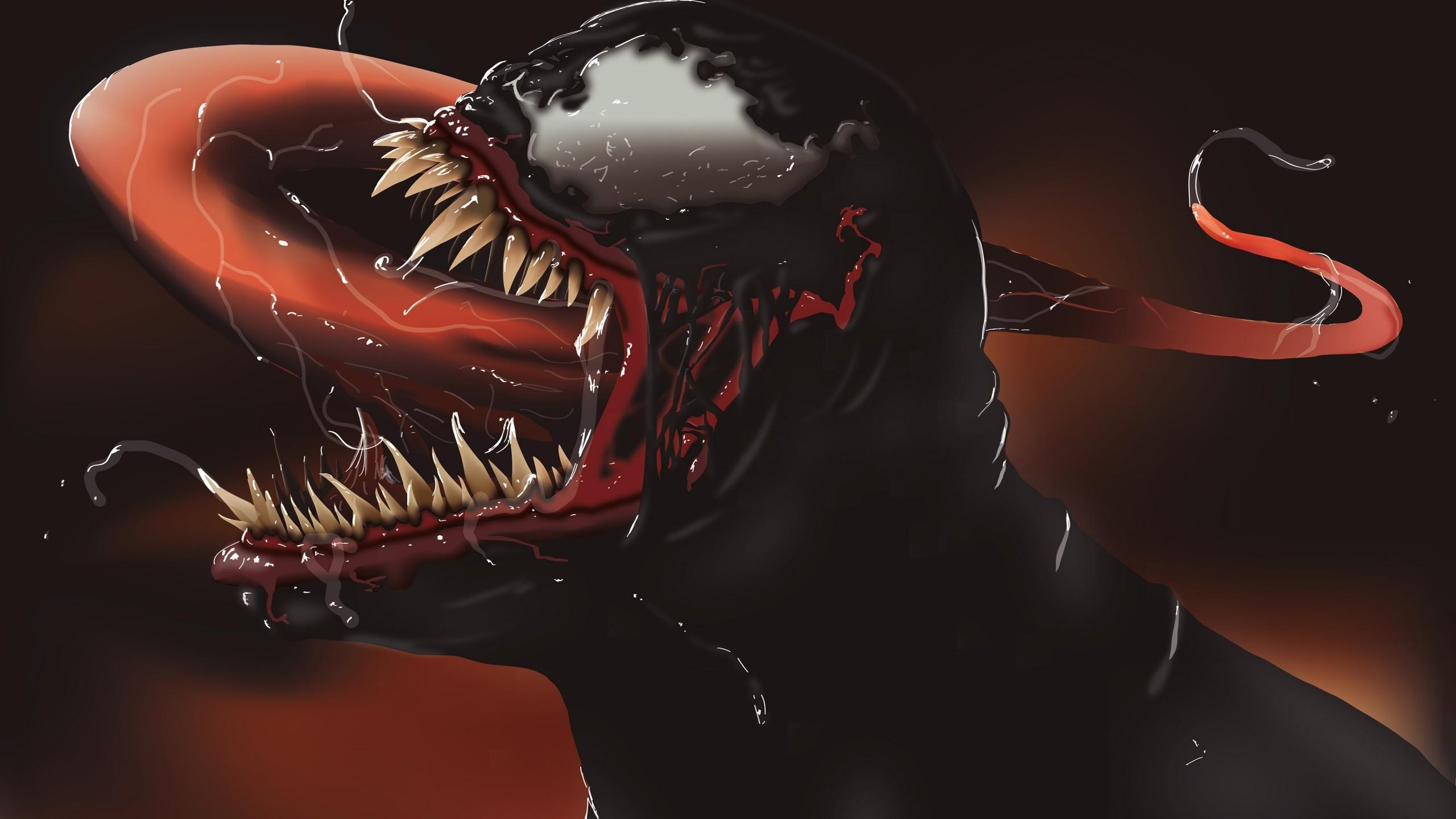 Download 2560x1440 Venom, Scream, Tongue, Digital Art, Teeth, Creepy