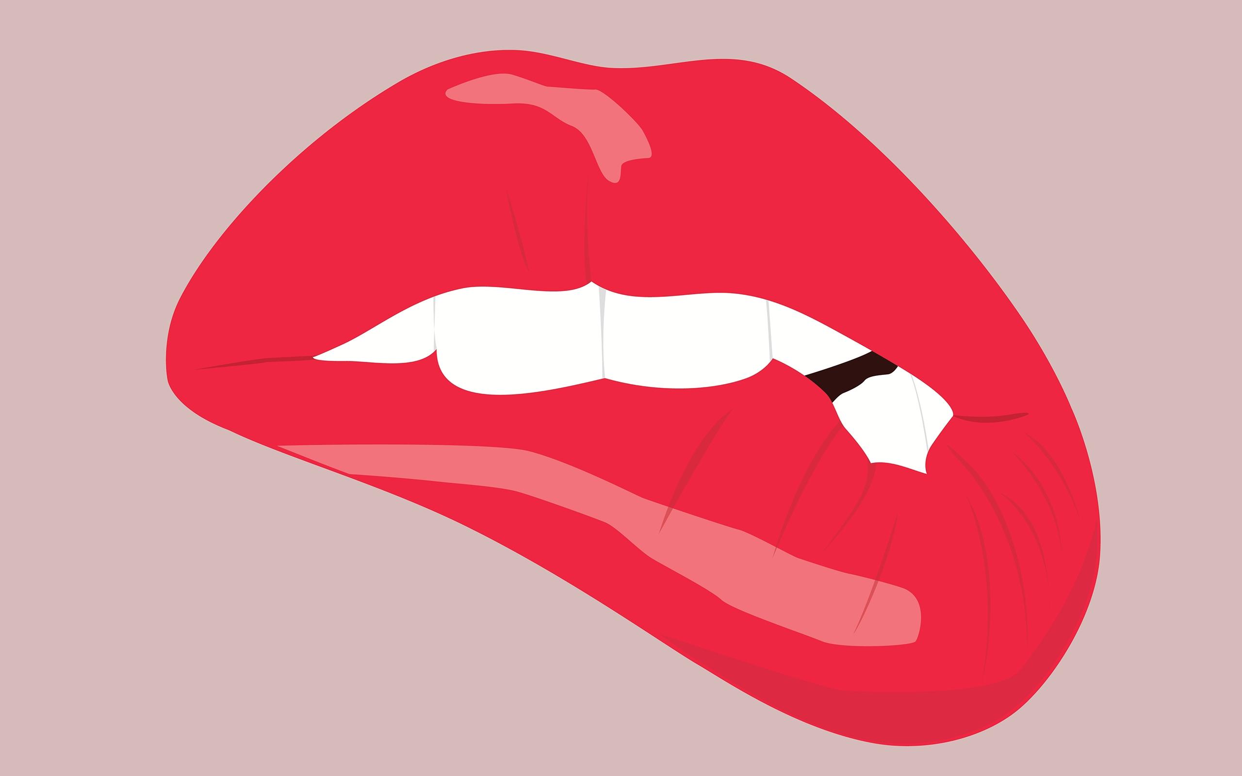 Download wallpaper 2560x1600 lips, teeth, confusion HD background