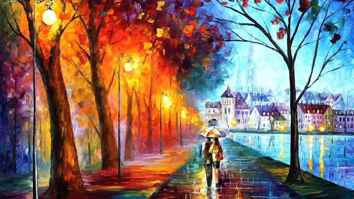Oil painting couple colorfull art wallpaperx1080