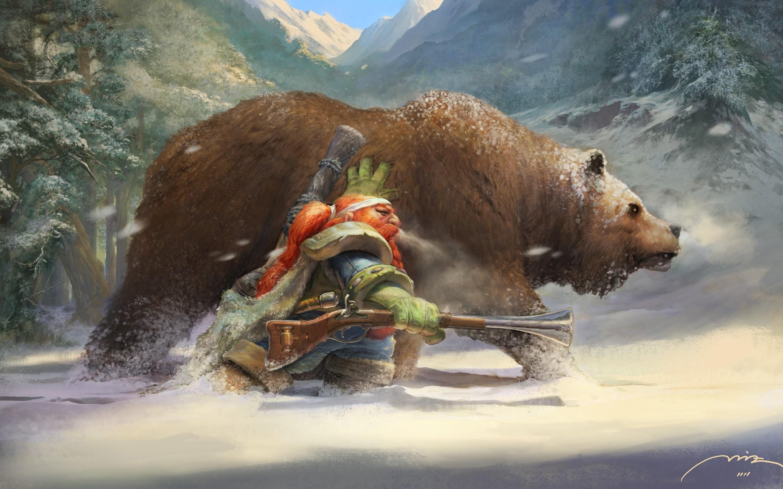 World of Warcraft WOW Dwarf Drawing Bear wallpaperx1600