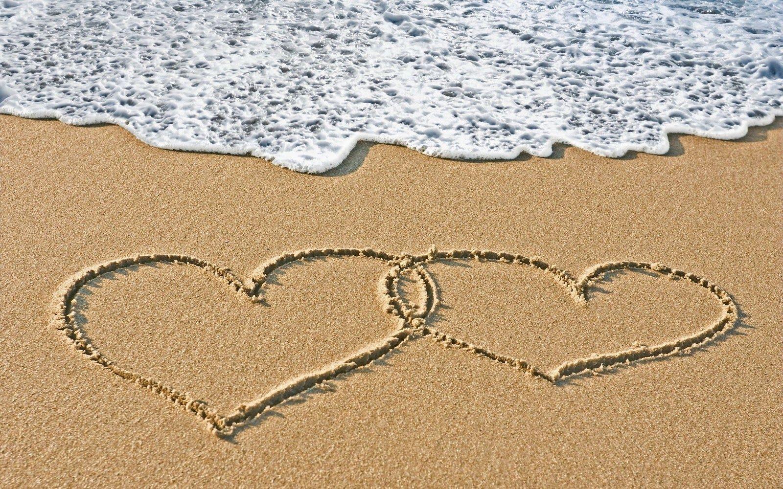 hearts at beach. Two Hearts In The Sand HD Wallpaper. Love