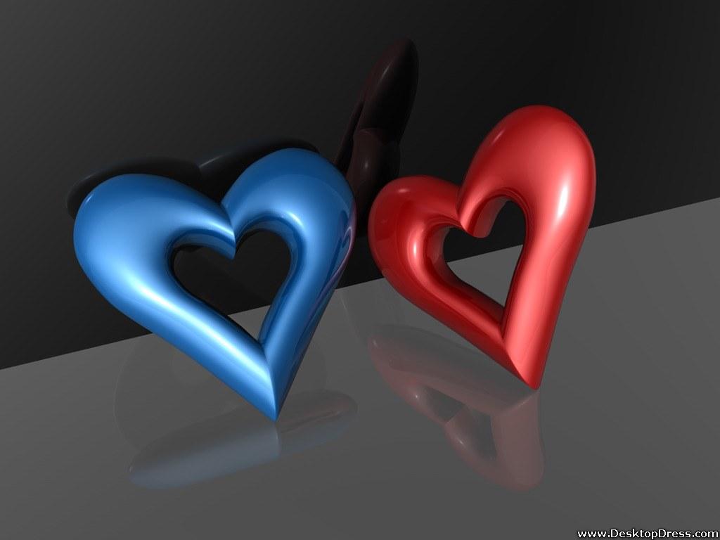 Desktop Wallpaper 3D Background Two Hearts