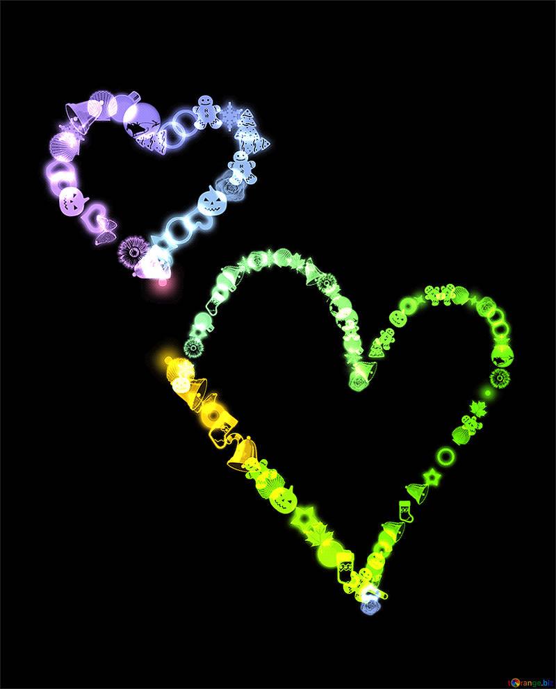 Children's computer drawings two hearts neon glow heart № 39981